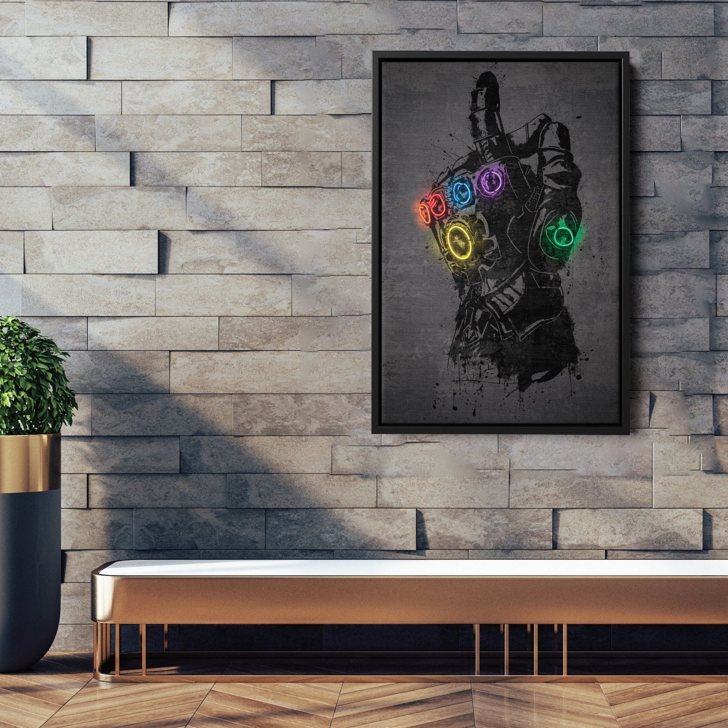 Infinity Gauntlet Canvas | Marvel Neon Wall Art
