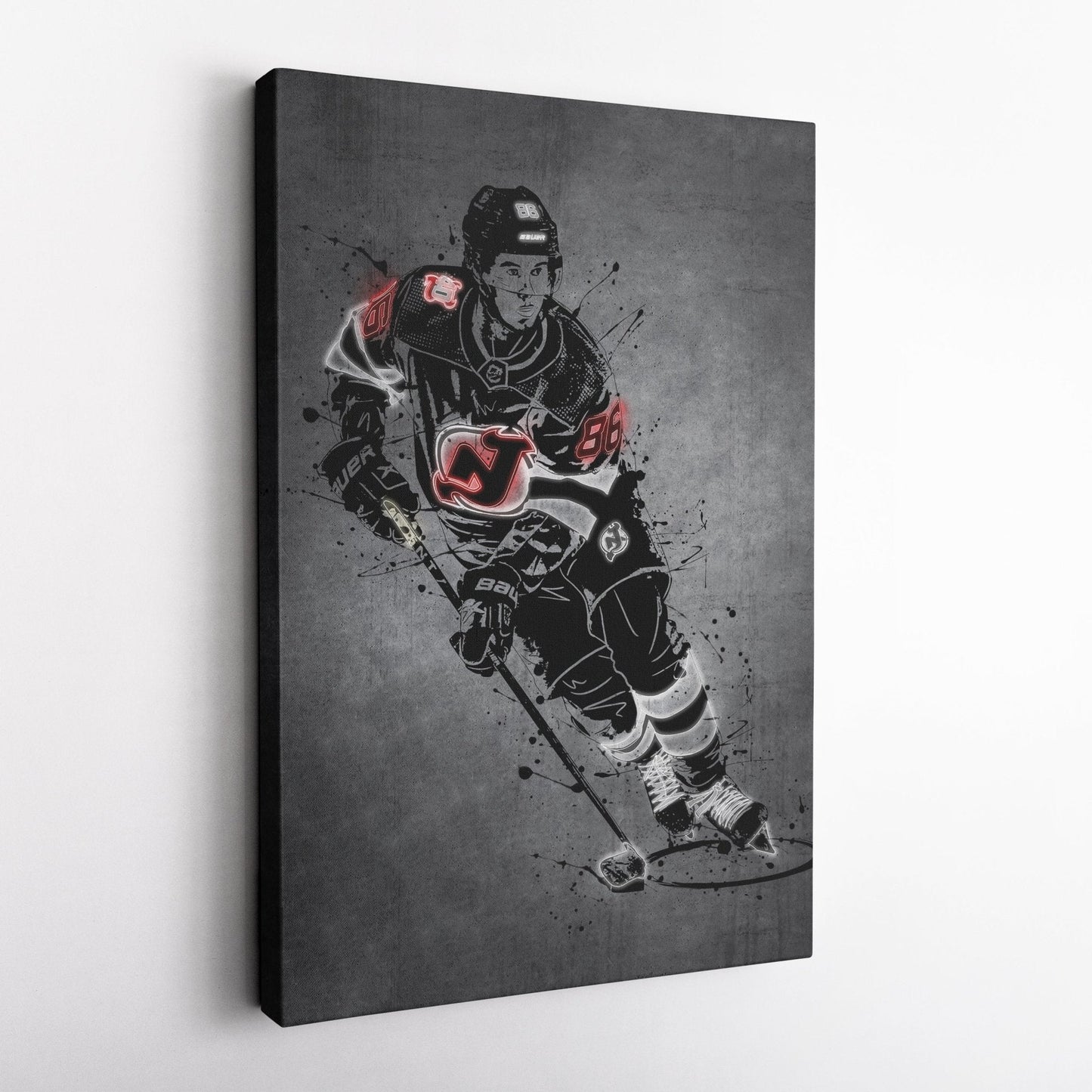 Jack Hughes Neon Canvas Art | Modern Wall Decor for Devils Fans