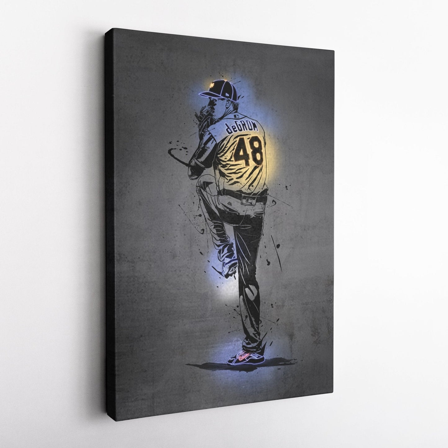 Jacob deGrom Neon Canvas Art | Modern Wall Decor for Mets Fans