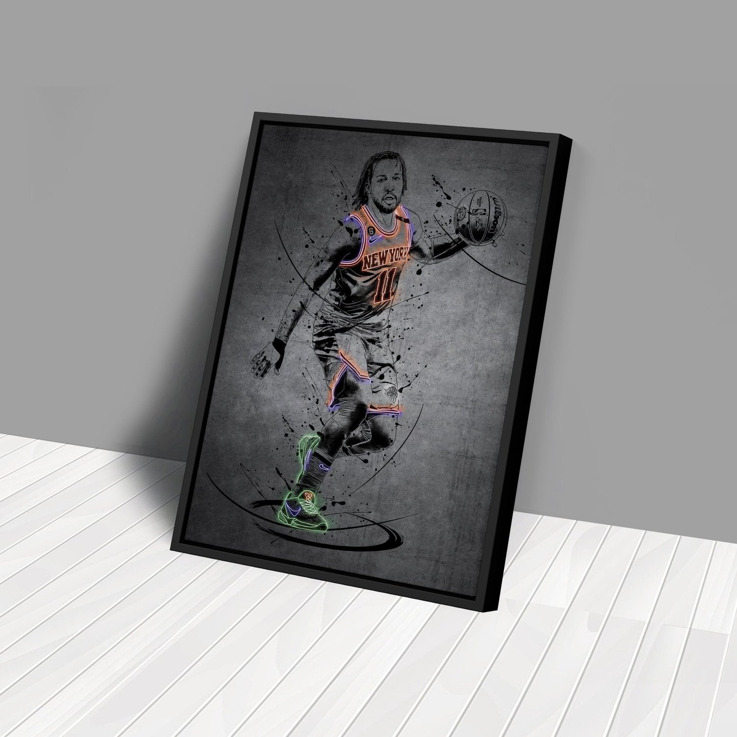 Jalen Brunson Neon Canvas Art | Modern Wall Decor for Knicks Fans