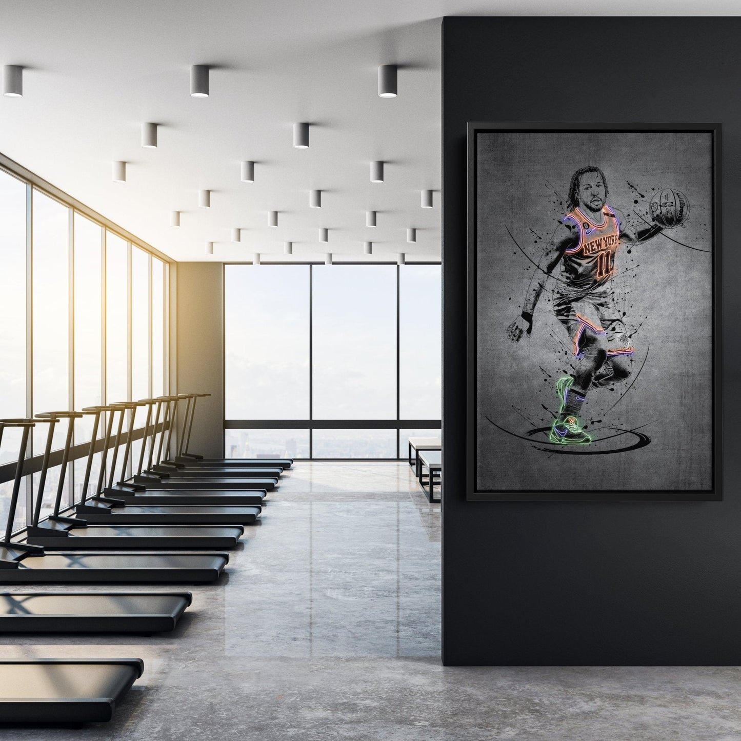 Jalen Brunson Neon Canvas Art | Modern Wall Decor for Knicks Fans