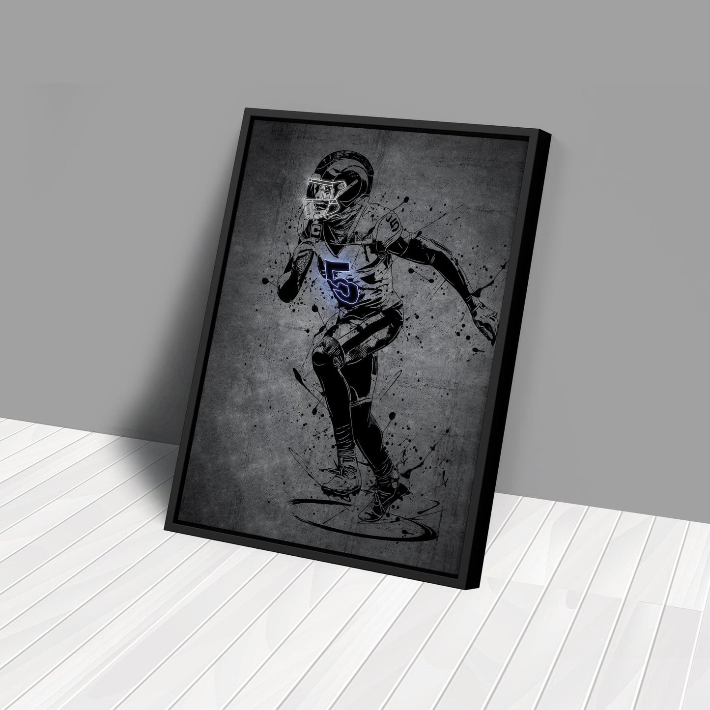 Jalen Ramsey Neon Canvas Art | Modern Wall Decor for Rams Fans