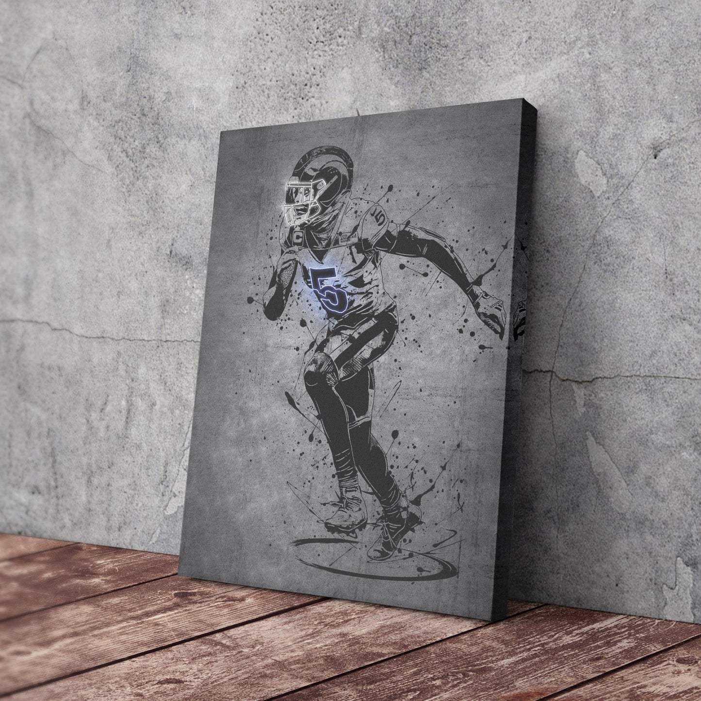 Jalen Ramsey Neon Canvas Art | Modern Wall Decor for Rams Fans