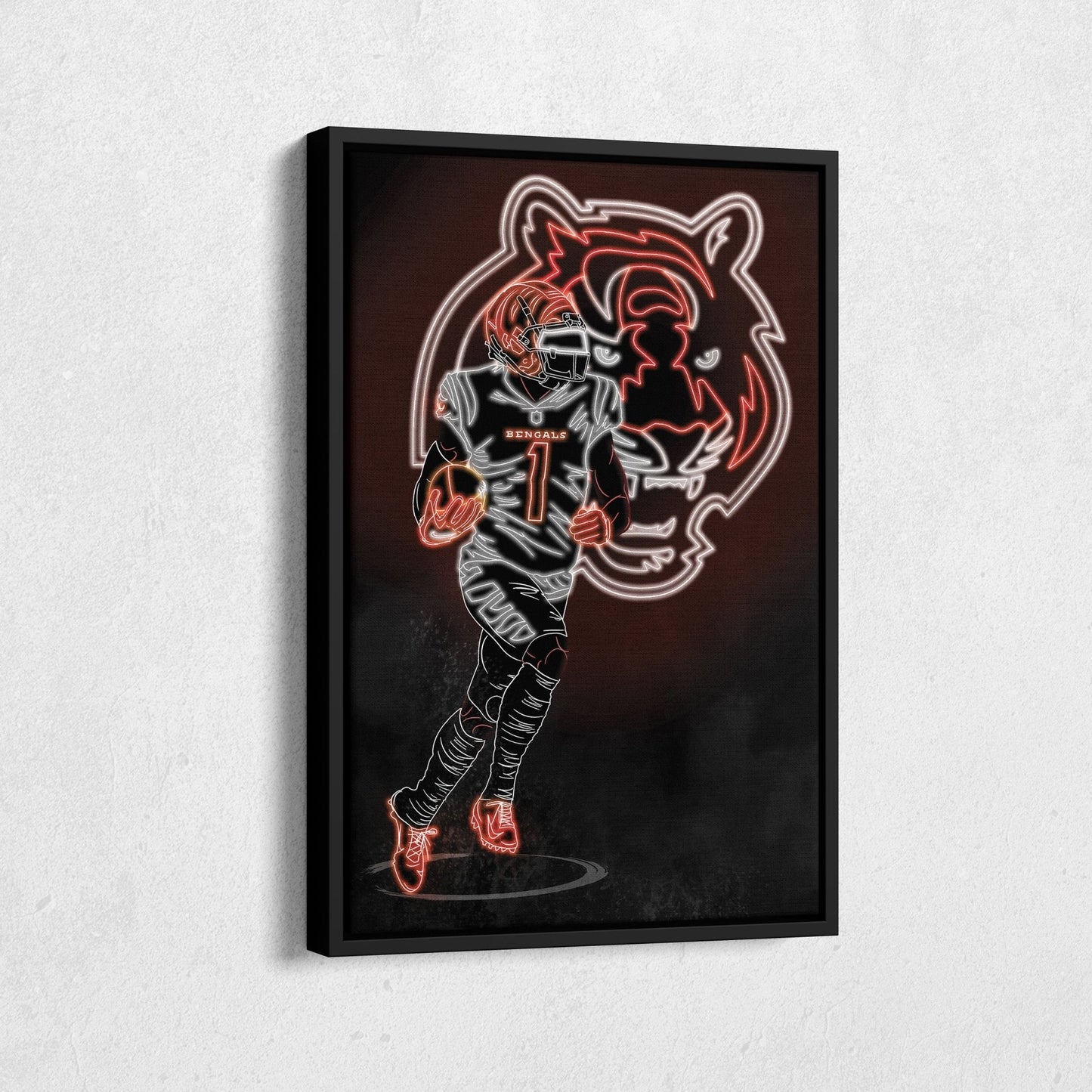Ja'Marr Chase Neon Canvas Art | Bengals Wall Decor