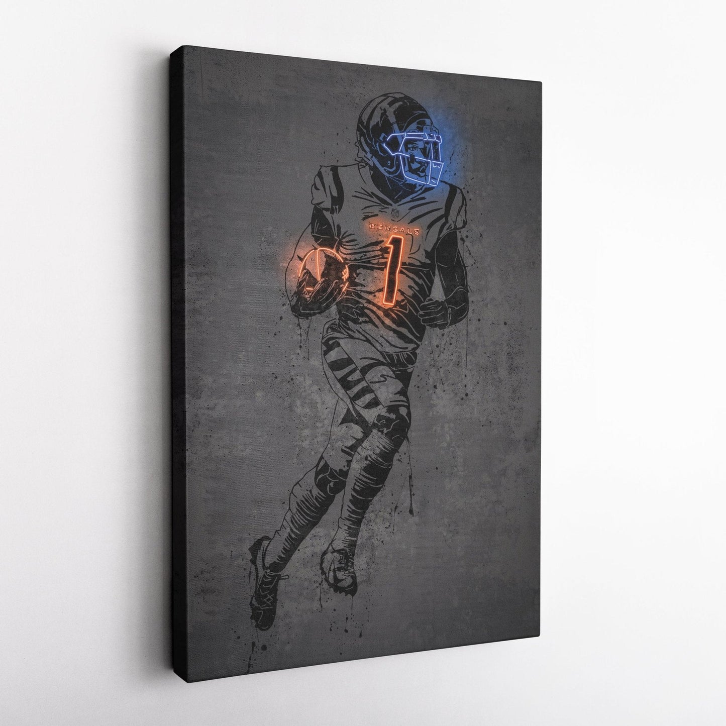 Ja'Marr Chase Neon Canvas Art | Modern Wall Decor for Bengals Fans
