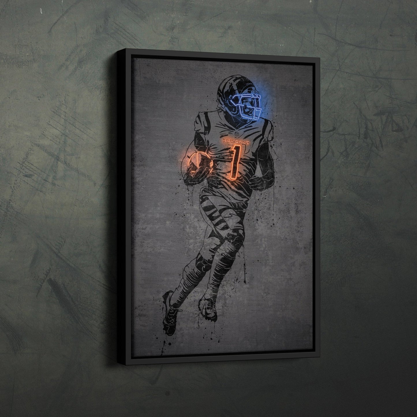 Ja'Marr Chase Neon Canvas Art | Modern Wall Decor for Bengals Fans