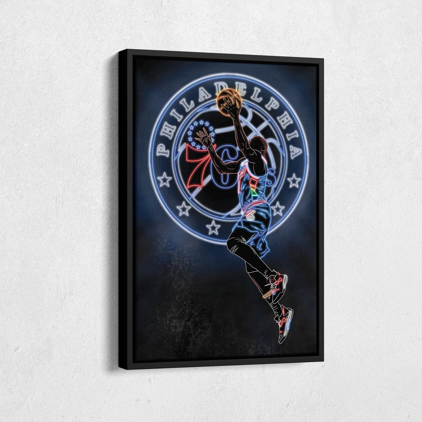 James Harden Neon Canvas Art | 76ers Wall Decor