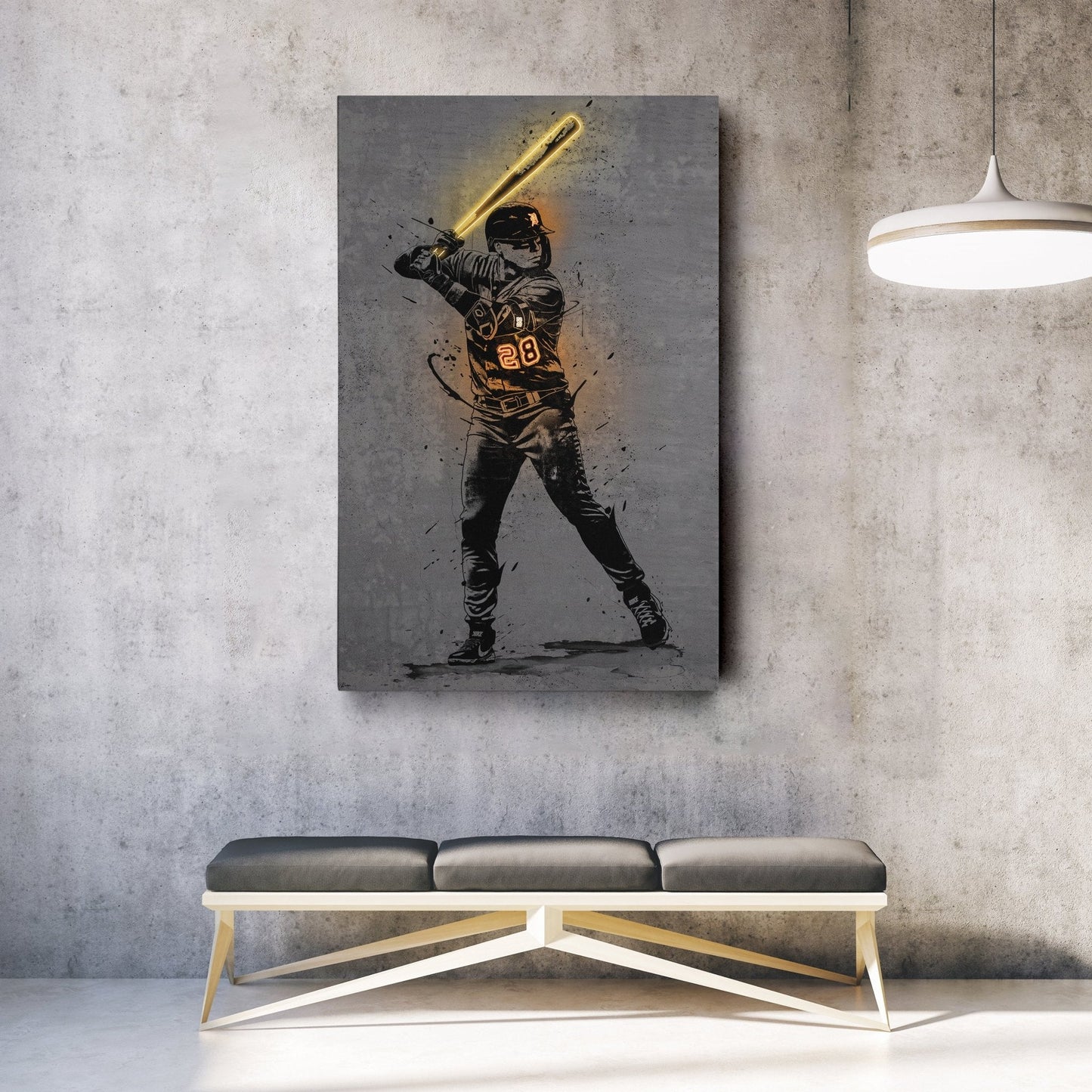 Javier Báez Neon Canvas Art | Modern Wall Decor for Tigers Fans