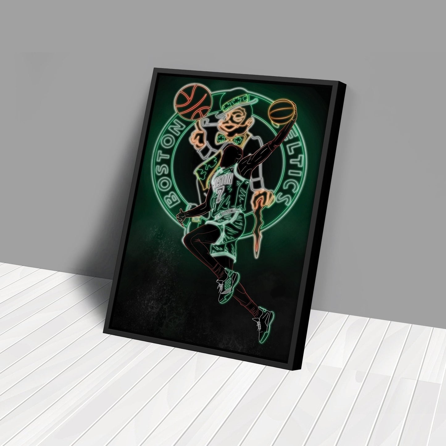 Jaylen Brown Neon Canvas Art | Celtics Wall Decor