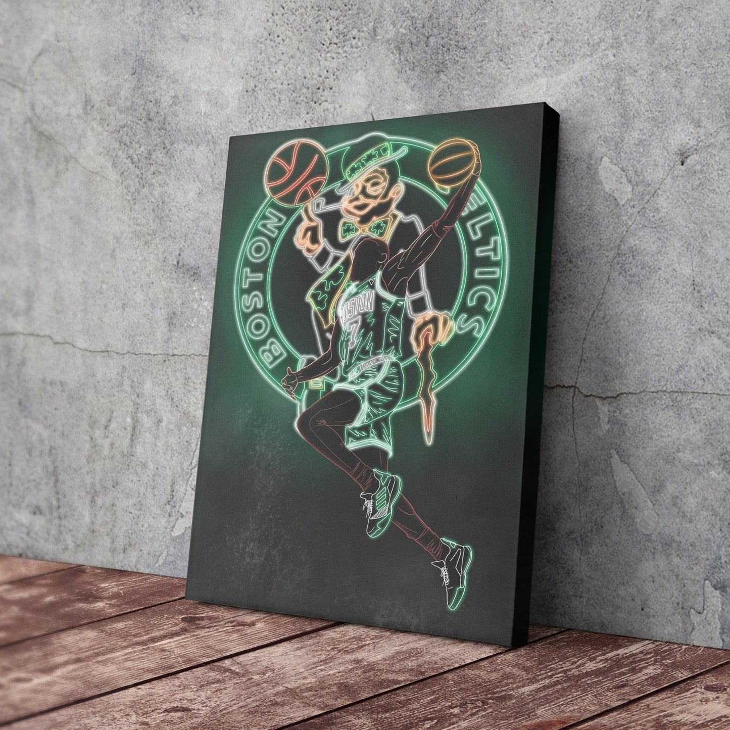 Jaylen Brown Neon Canvas Art | Celtics Wall Decor