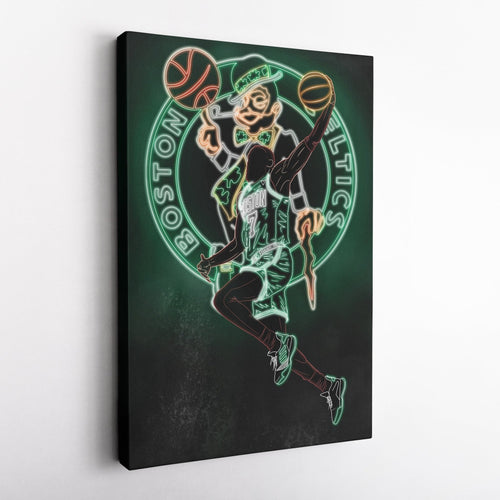 Jaylen Brown Neon Canvas Art | Celtics Wall Decor