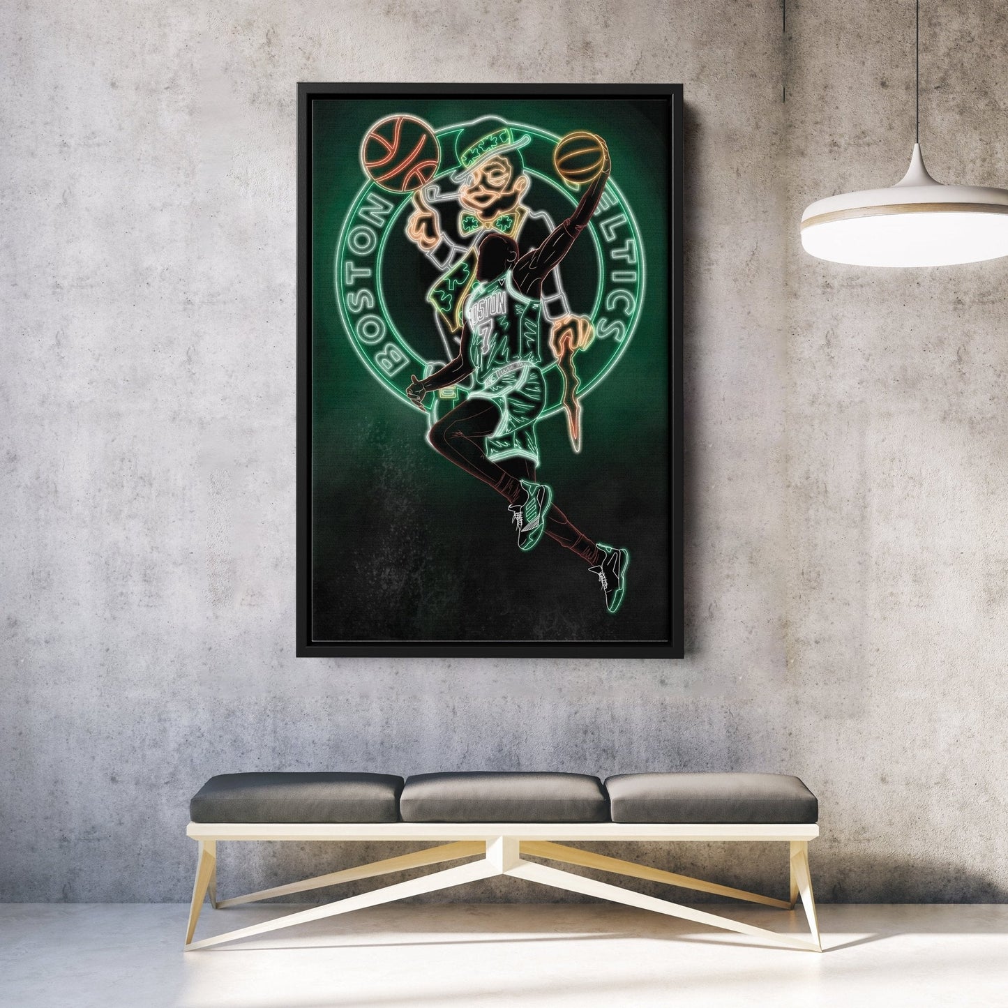 Jaylen Brown Neon Canvas Art | Celtics Wall Decor
