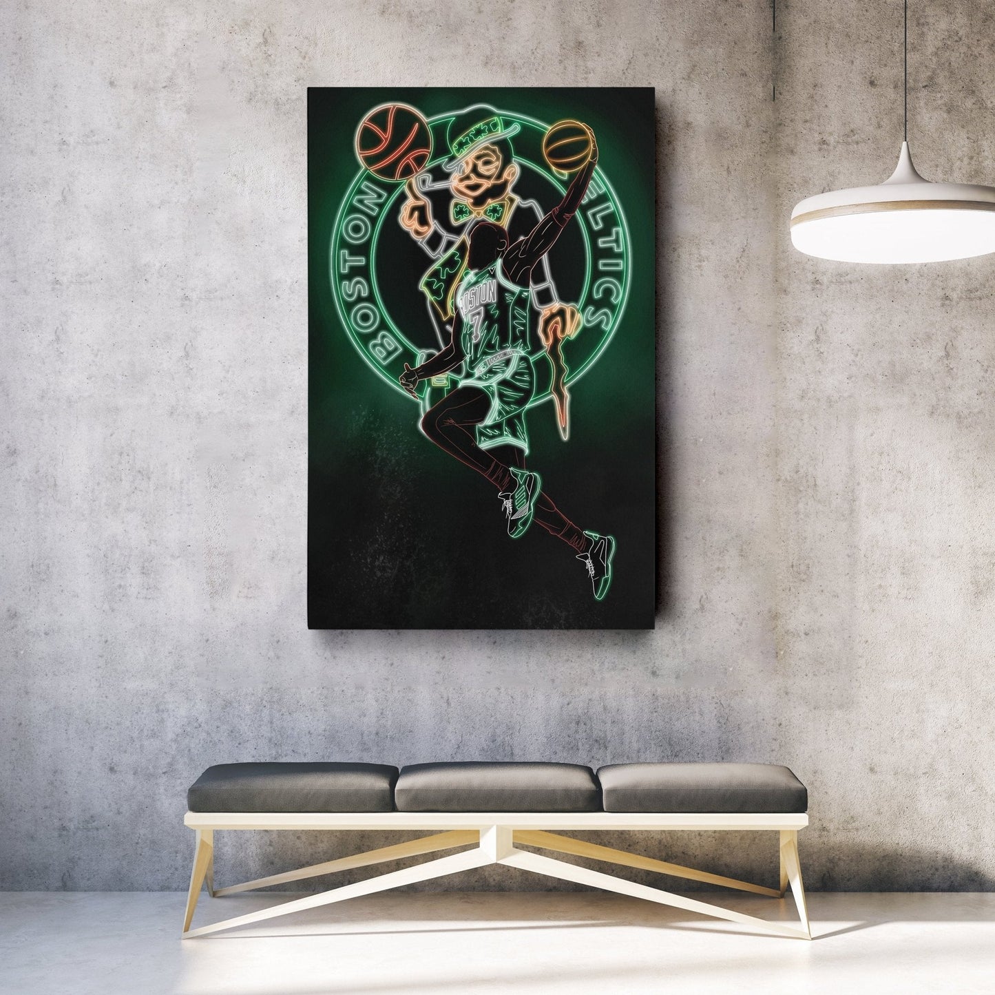 Jaylen Brown Neon Canvas Art | Celtics Wall Decor