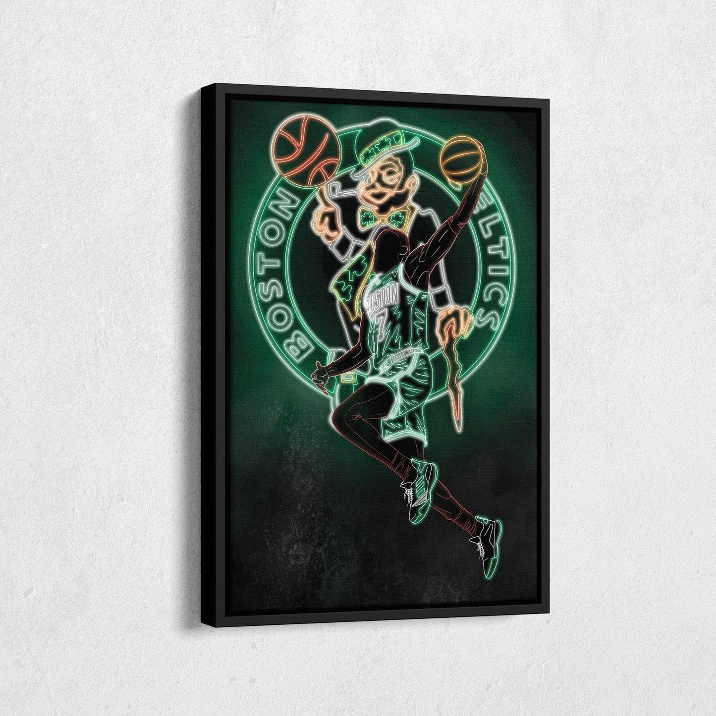 Jaylen Brown Neon Canvas Art | Celtics Wall Decor