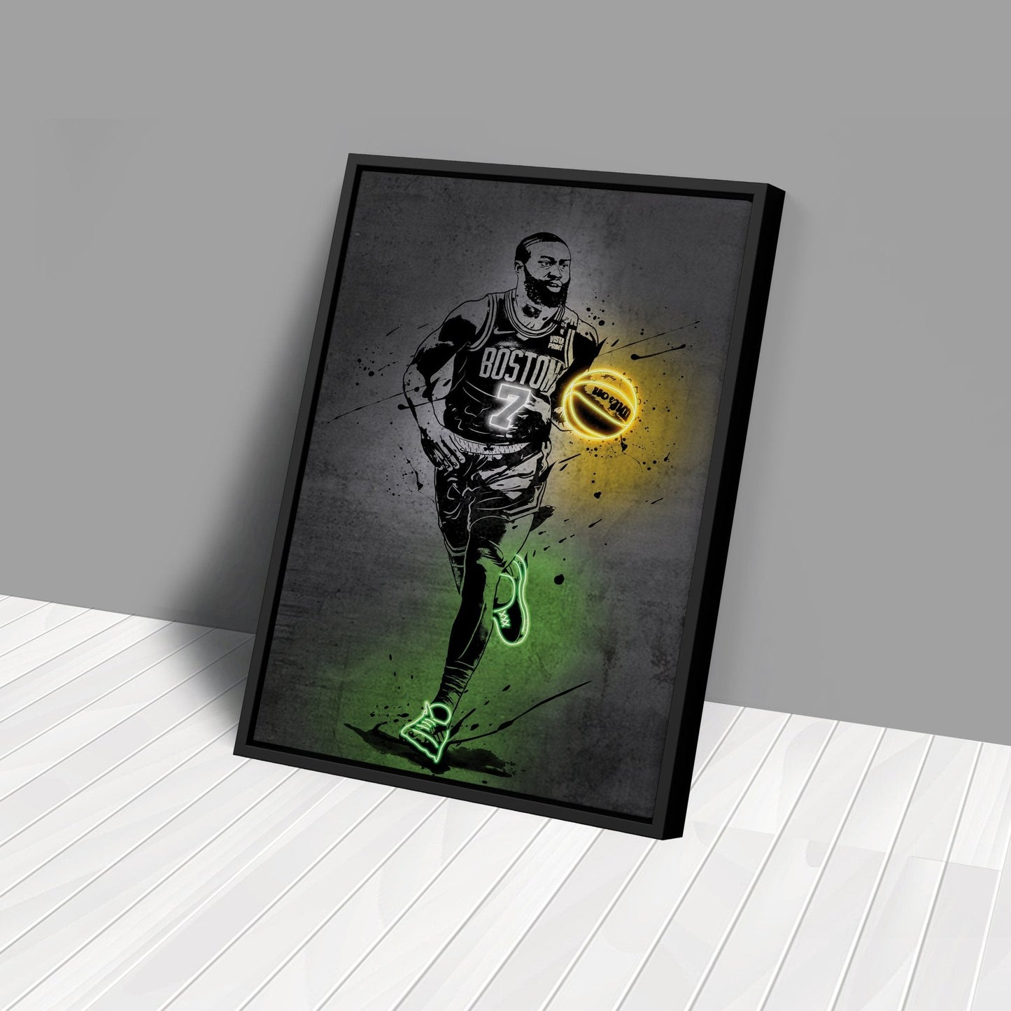 Jaylen Brown Neon Canvas Art | Modern Wall Decor for Celtics Fans