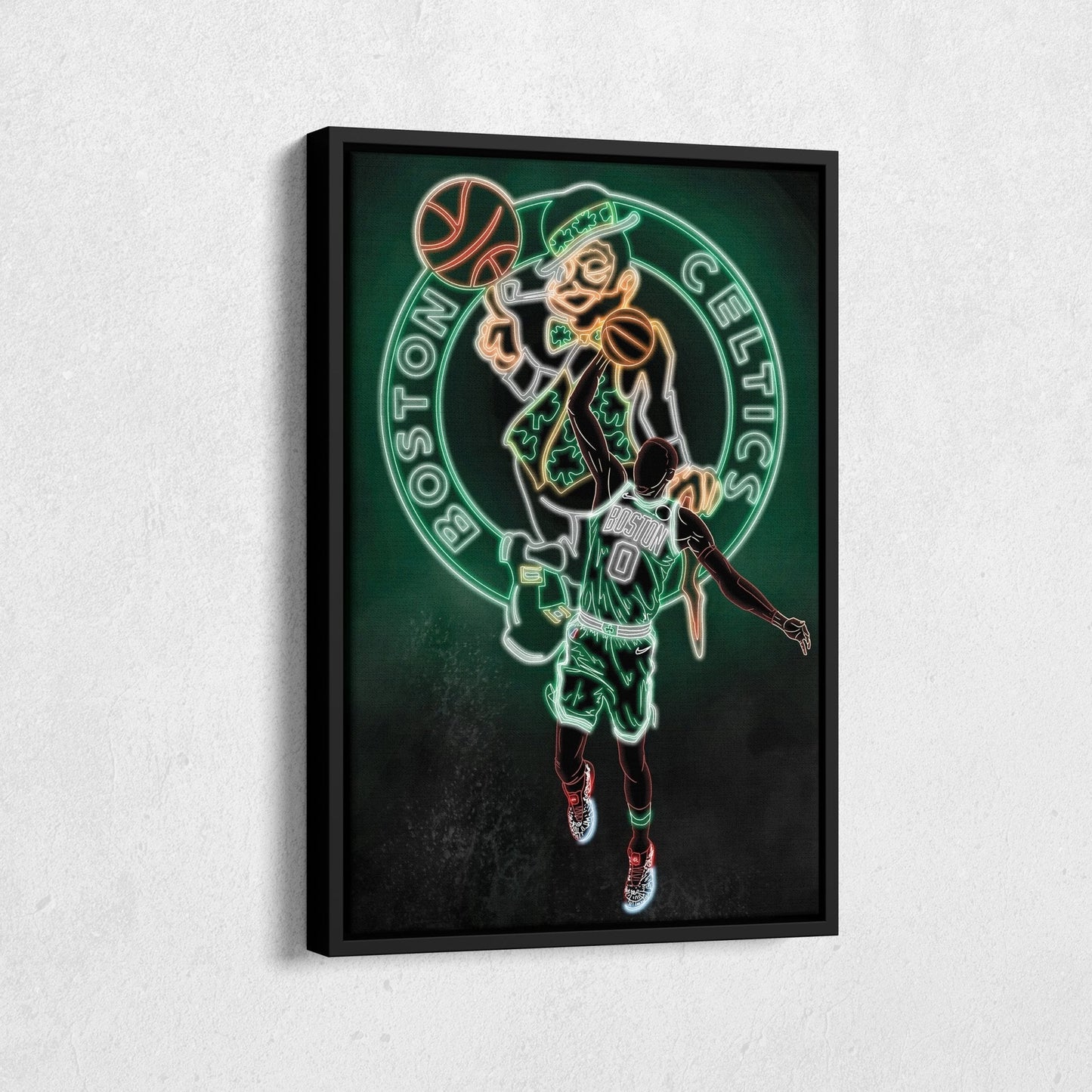 Jayson Tatum Neon Canvas Art | Celtics Wall Decor