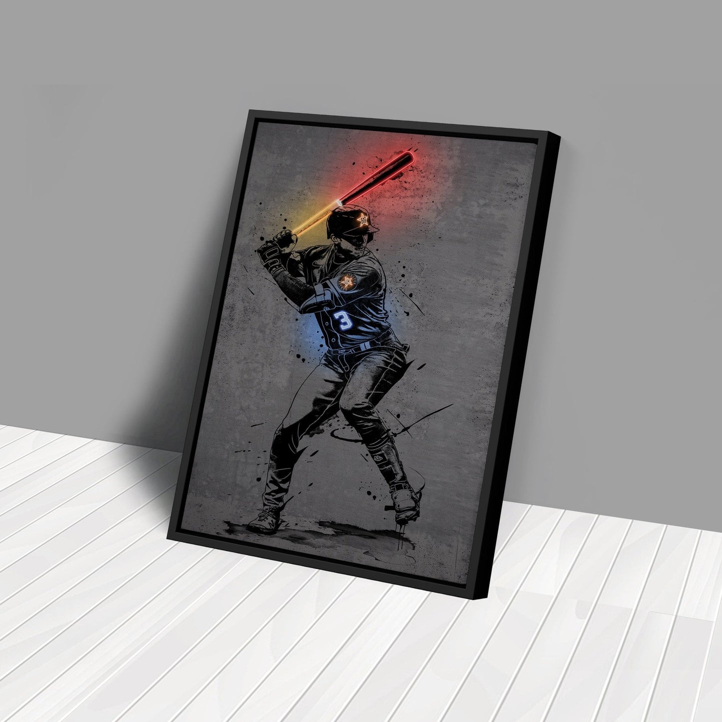 Jeremy Peña Neon Canvas Art | Modern Wall Decor for Astros Fans