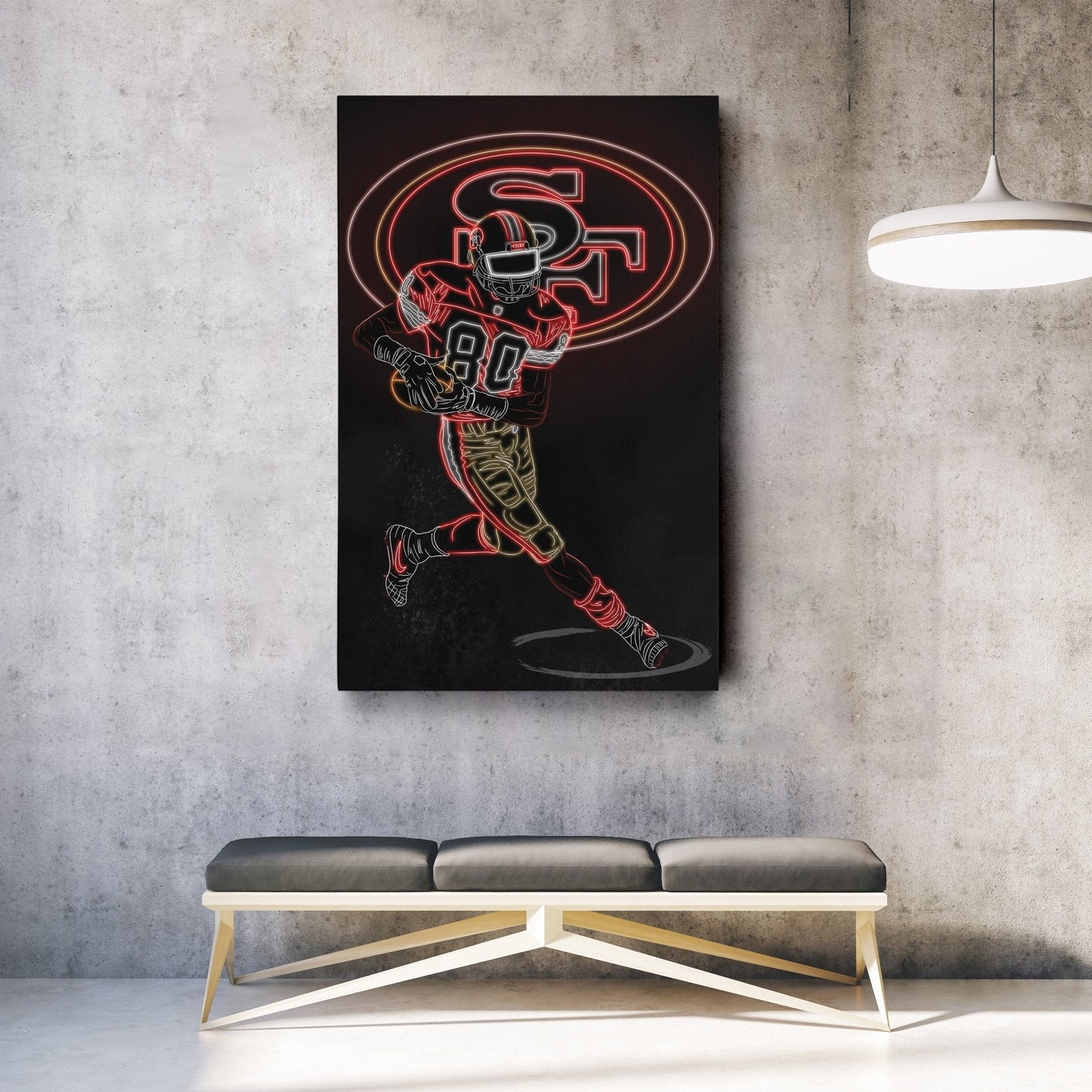 Jerry Rice Neon Canvas Art | 49ers Wall Decor
