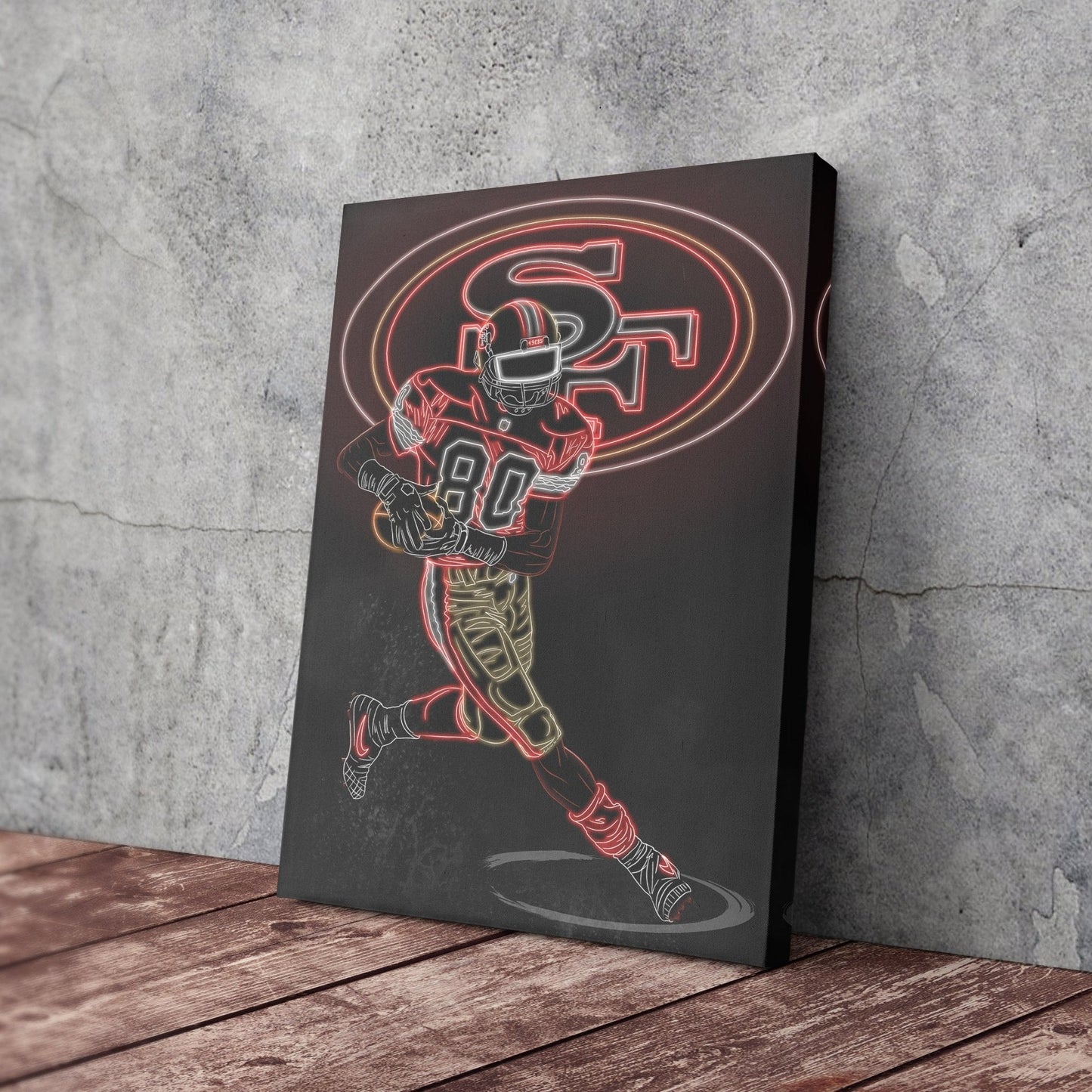 Jerry Rice Neon Canvas Art | 49ers Wall Decor