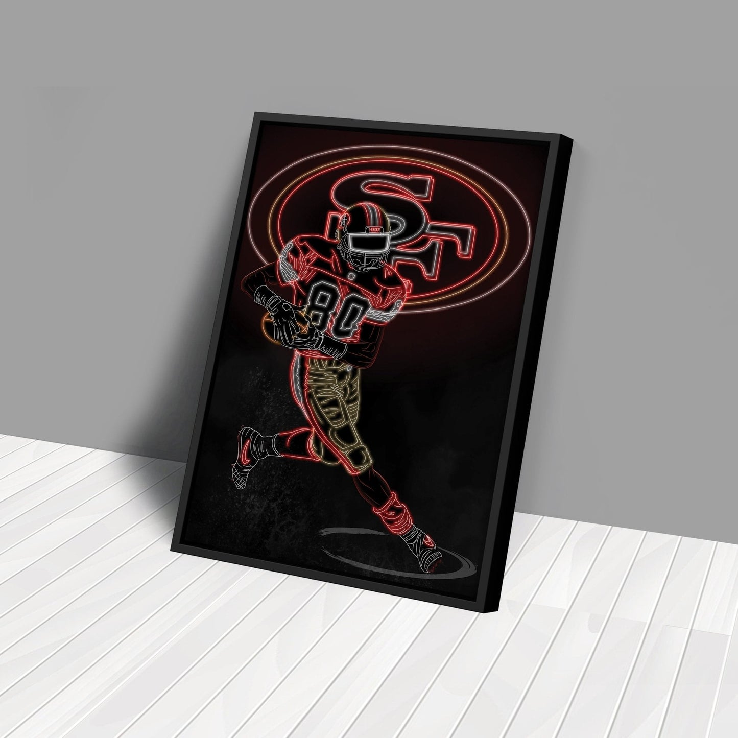 Jerry Rice Neon Canvas Art | 49ers Wall Decor