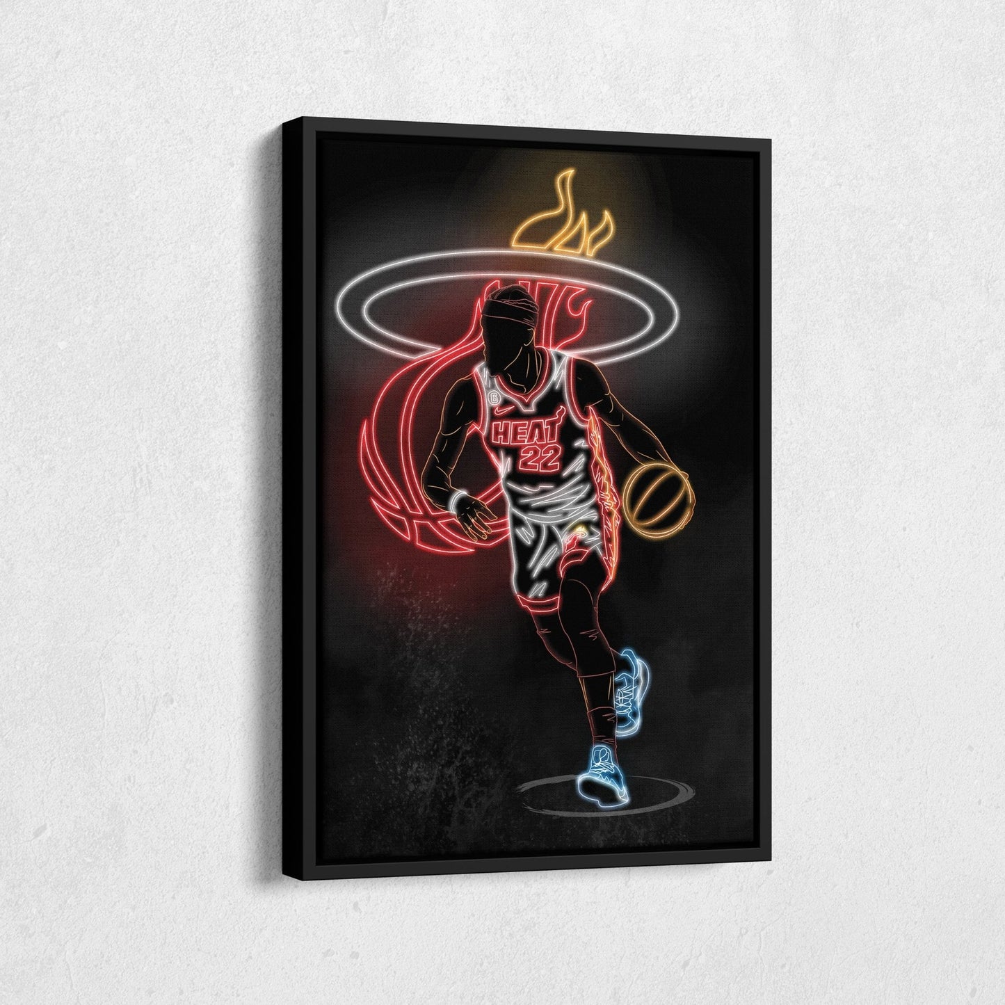 Jimmy Butler Neon Canvas Art | Heat Wall Decor