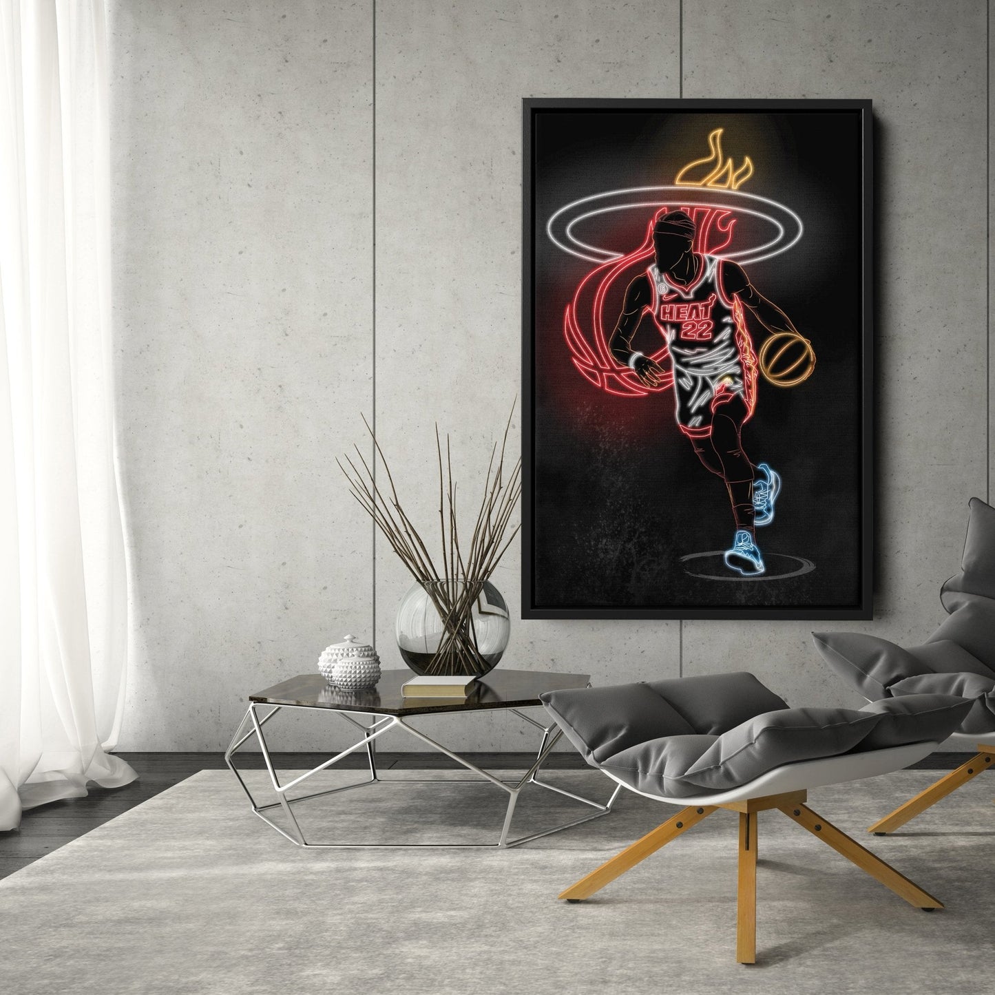 Jimmy Butler Neon Canvas Art | Heat Wall Decor