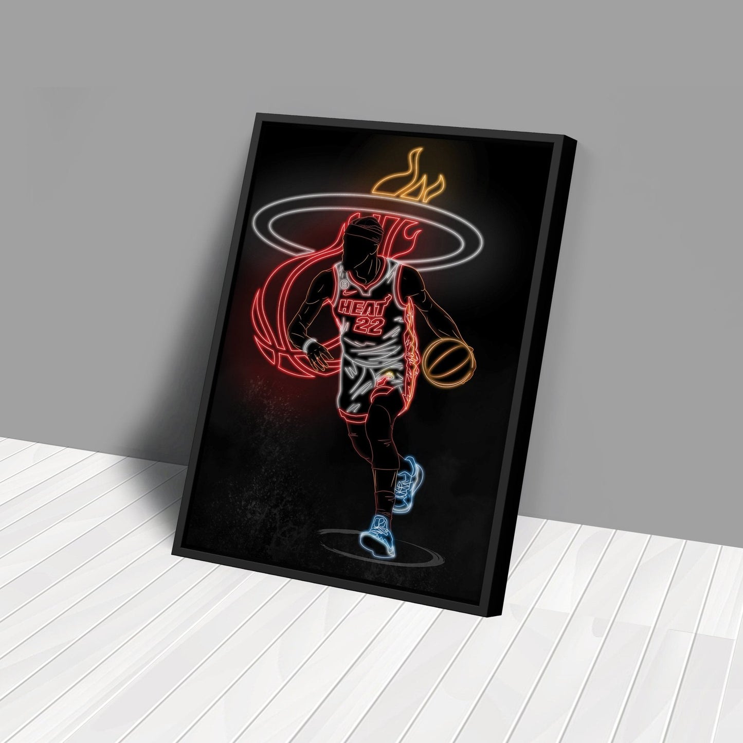 Jimmy Butler Neon Canvas Art | Heat Wall Decor