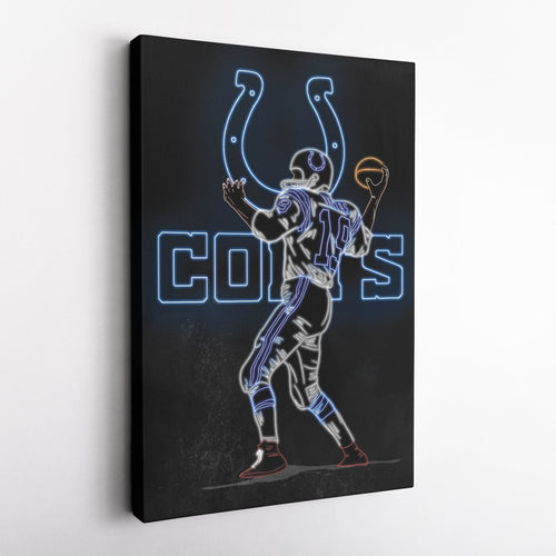 Johnny Unitas Neon Canvas Art | Colts Wall Decor