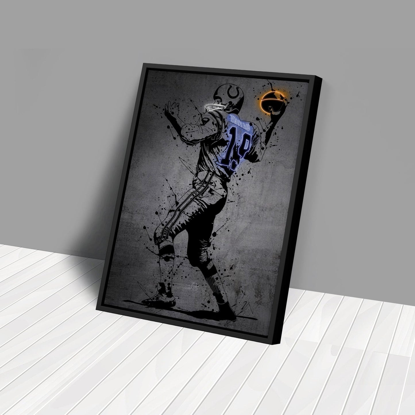 Johnny Unitas Neon Canvas Art | Modern Wall Decor for Colts Fans