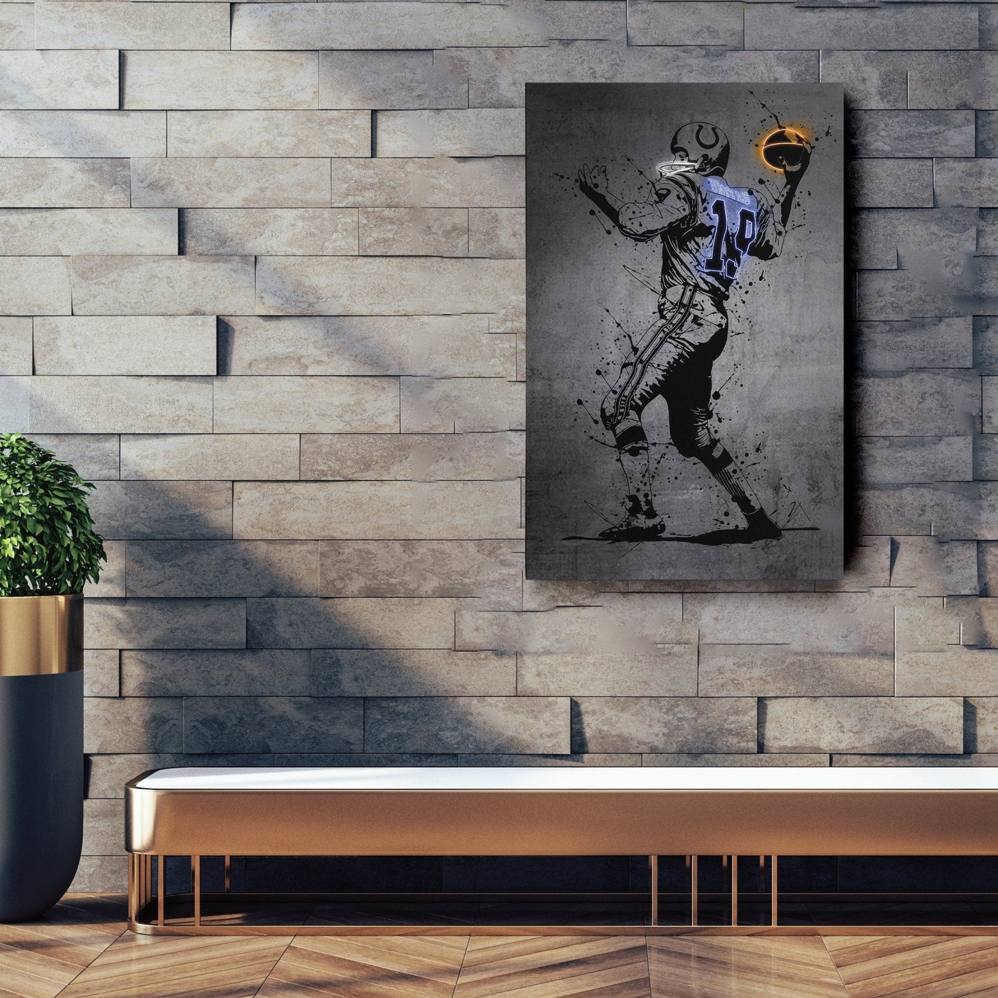 Johnny Unitas Neon Canvas Art | Modern Wall Decor for Colts Fans