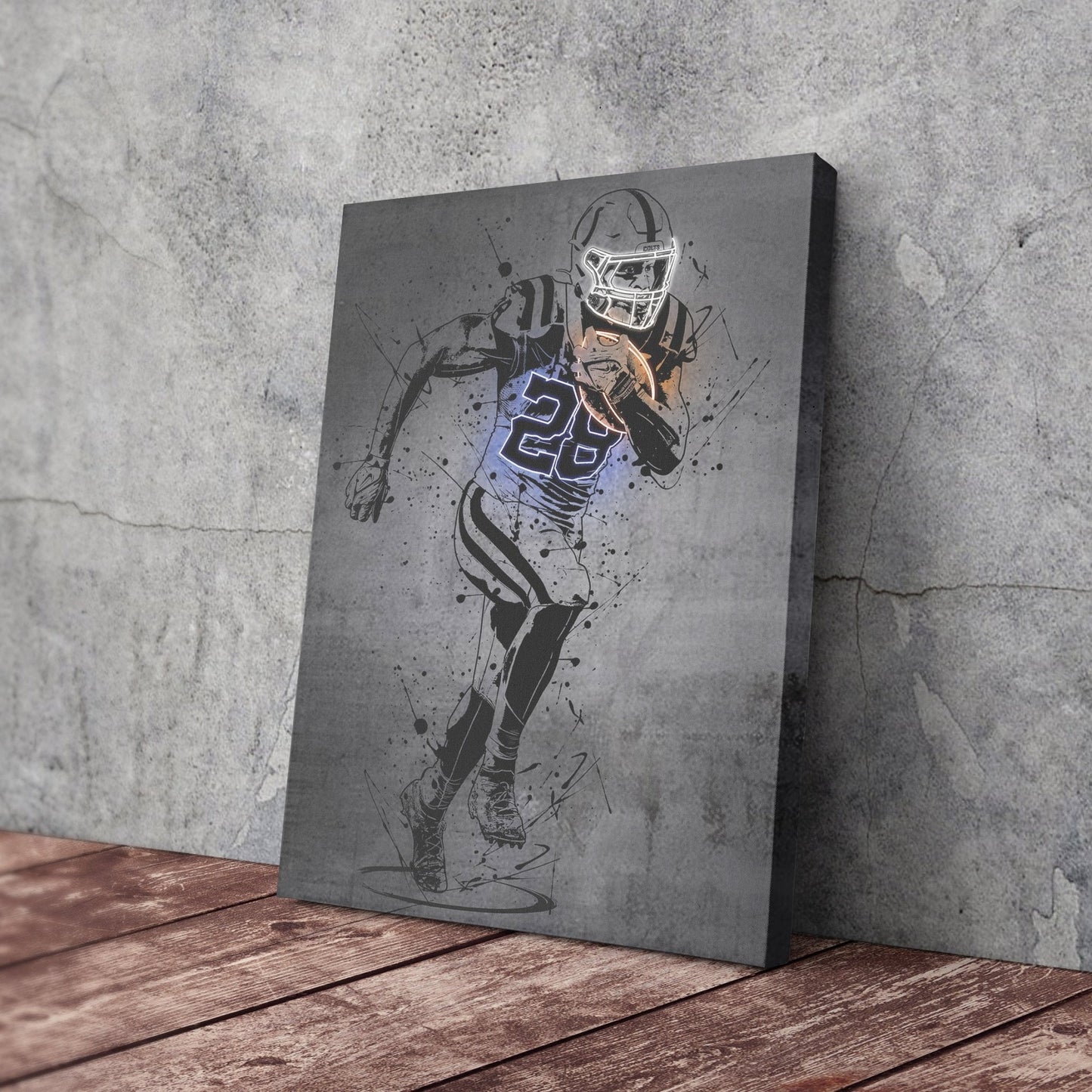 Jonathan Taylor Neon Canvas Art | Modern Wall Decor for Colts Fans