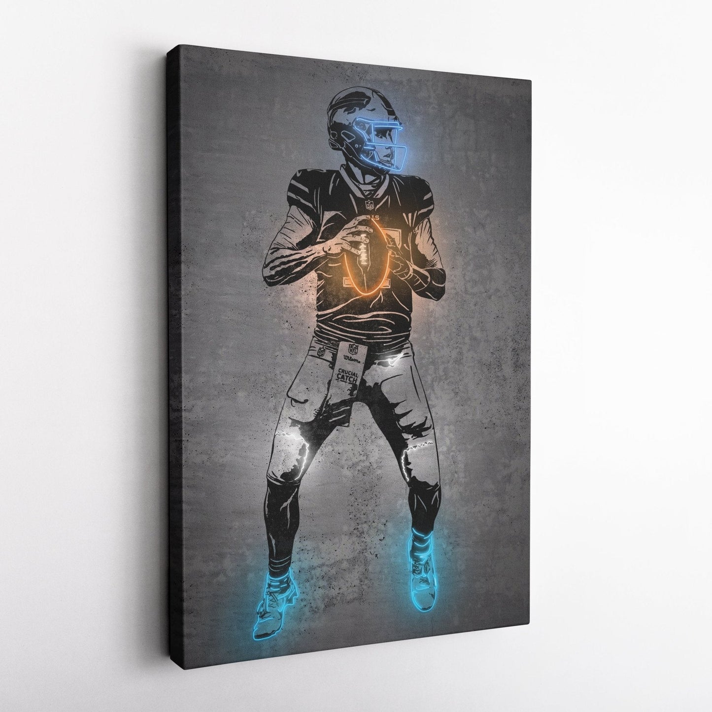 Josh Allen Neon Canvas Art | Modern Wall Decor for Bills Fans
