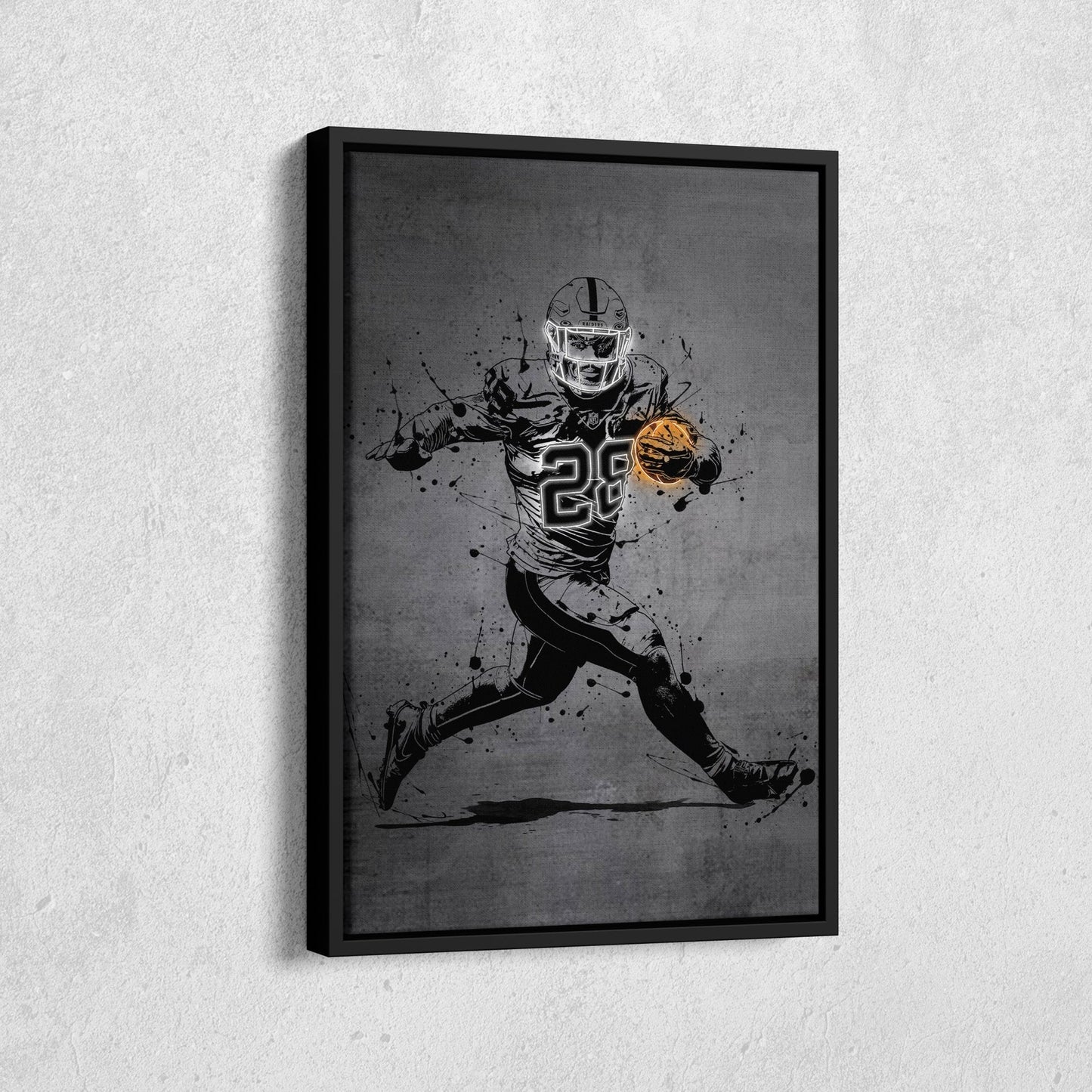 Josh Jacobs Neon Canvas Art | Modern Wall Decor for Raiders Fans