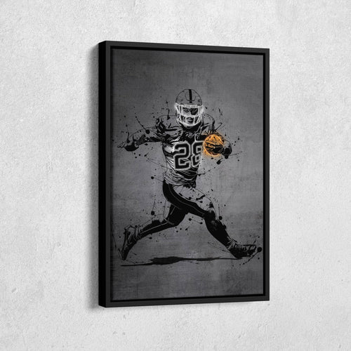Josh Jacobs Neon Canvas Art | Modern Wall Decor for Raiders Fans