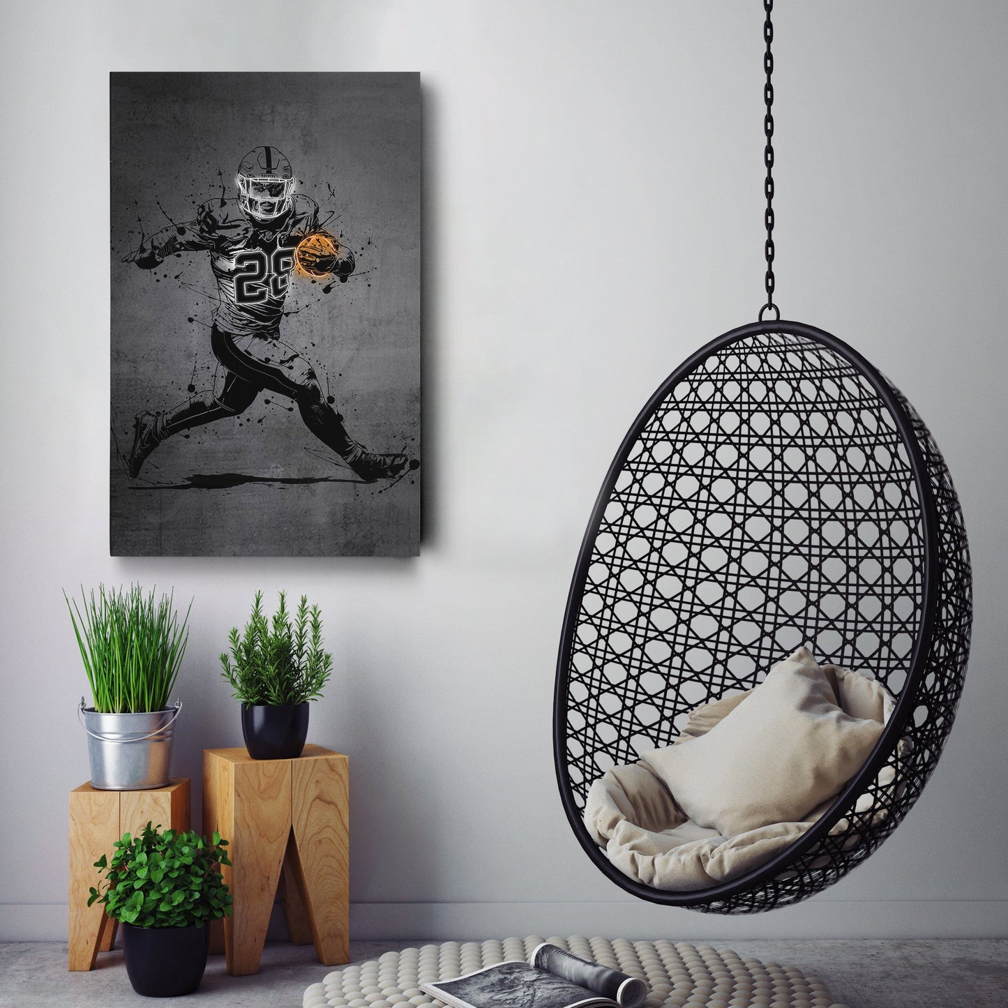 Josh Jacobs Neon Canvas Art | Modern Wall Decor for Raiders Fans