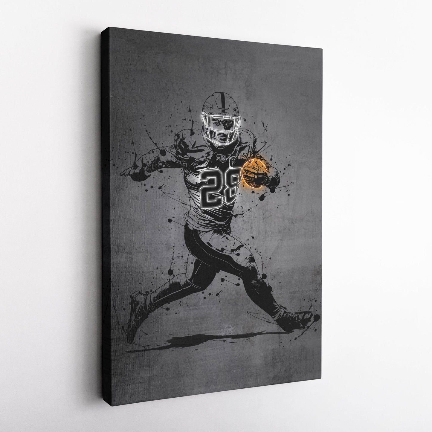 Josh Jacobs Neon Canvas Art | Modern Wall Decor for Raiders Fans