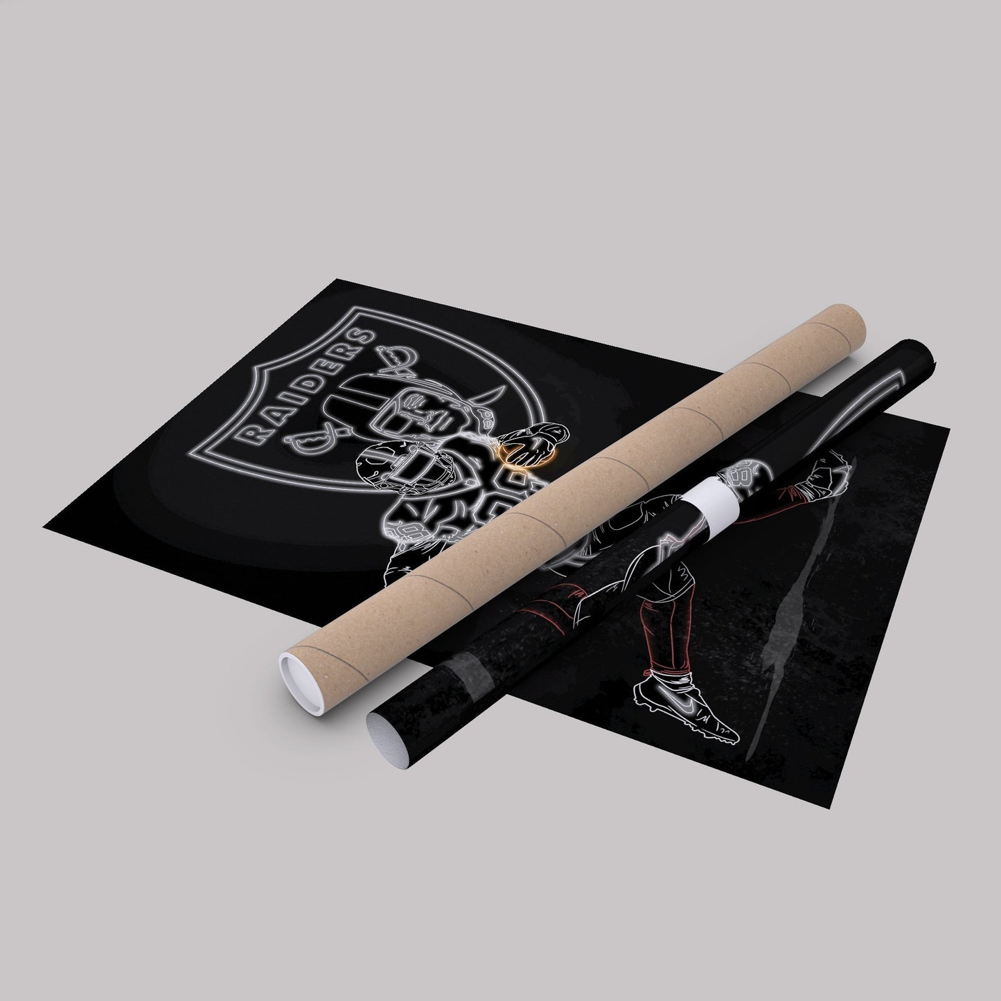 Josh Jacobs Neon Canvas Art | Raiders Wall Decor