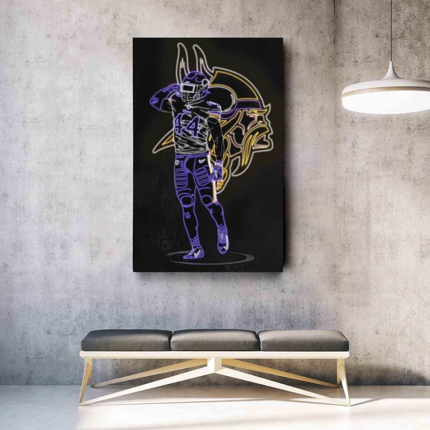 Josh Metellus Neon Canvas Art | Vikings Wall Decor