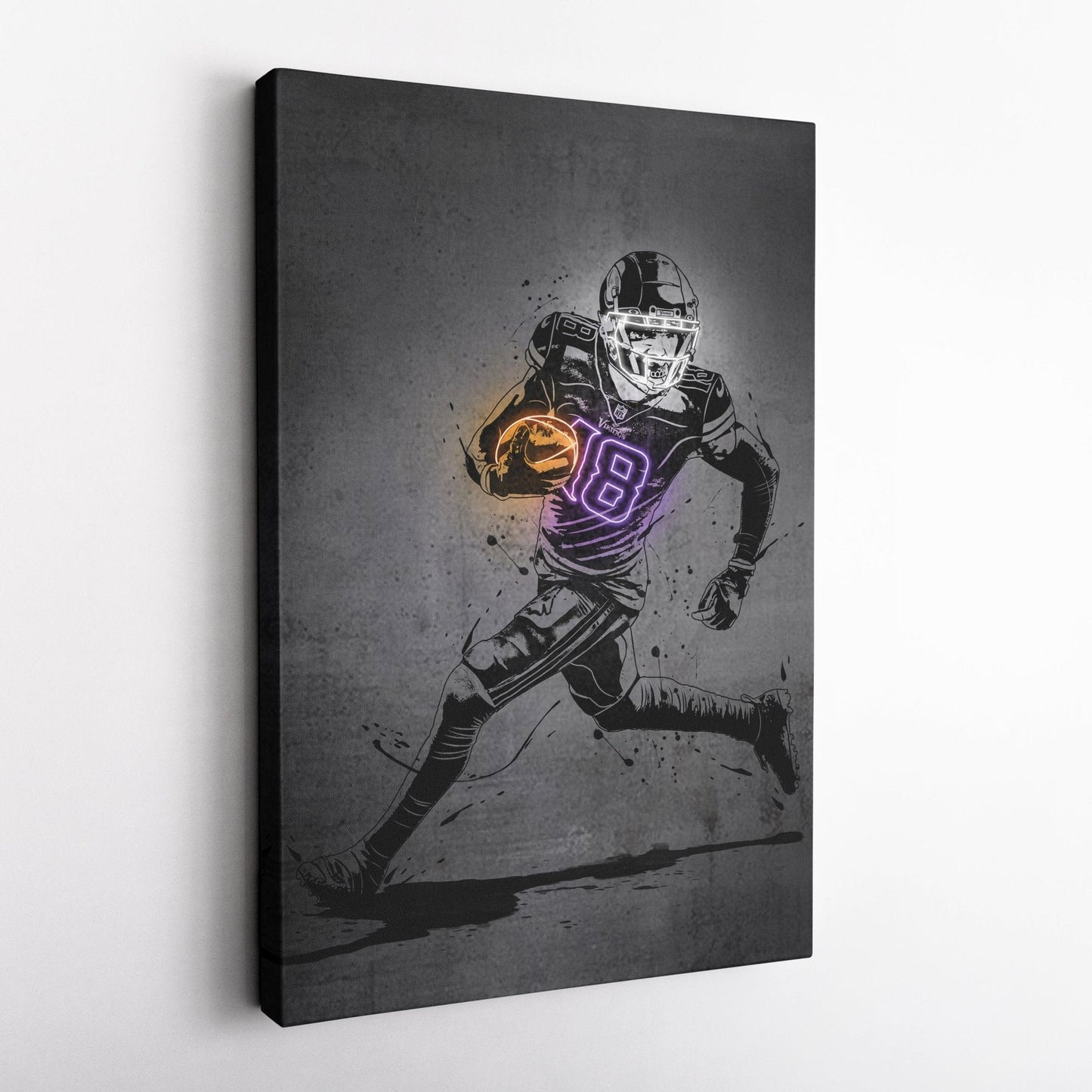 Justin Jefferson Neon Canvas Art | Modern Wall Decor for Vikings Fans
