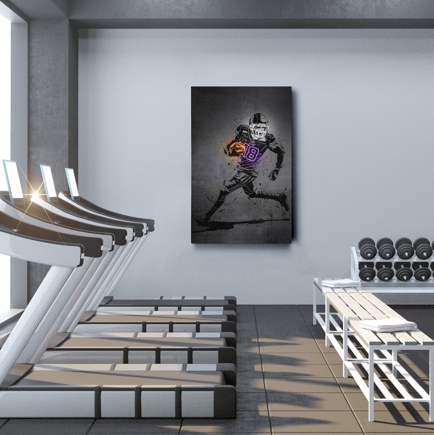 Justin Jefferson Neon Canvas Art | Modern Wall Decor for Vikings Fans