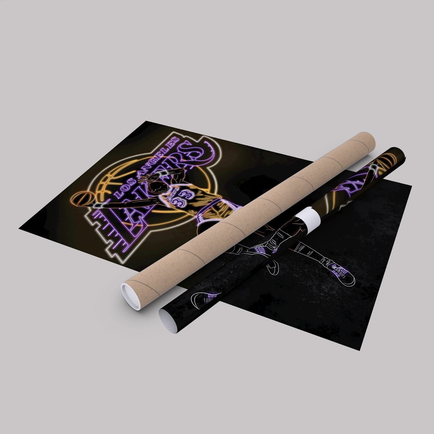 Kareem Abdul-Jabbar Neon Canvas Art | Lakers Wall Decor