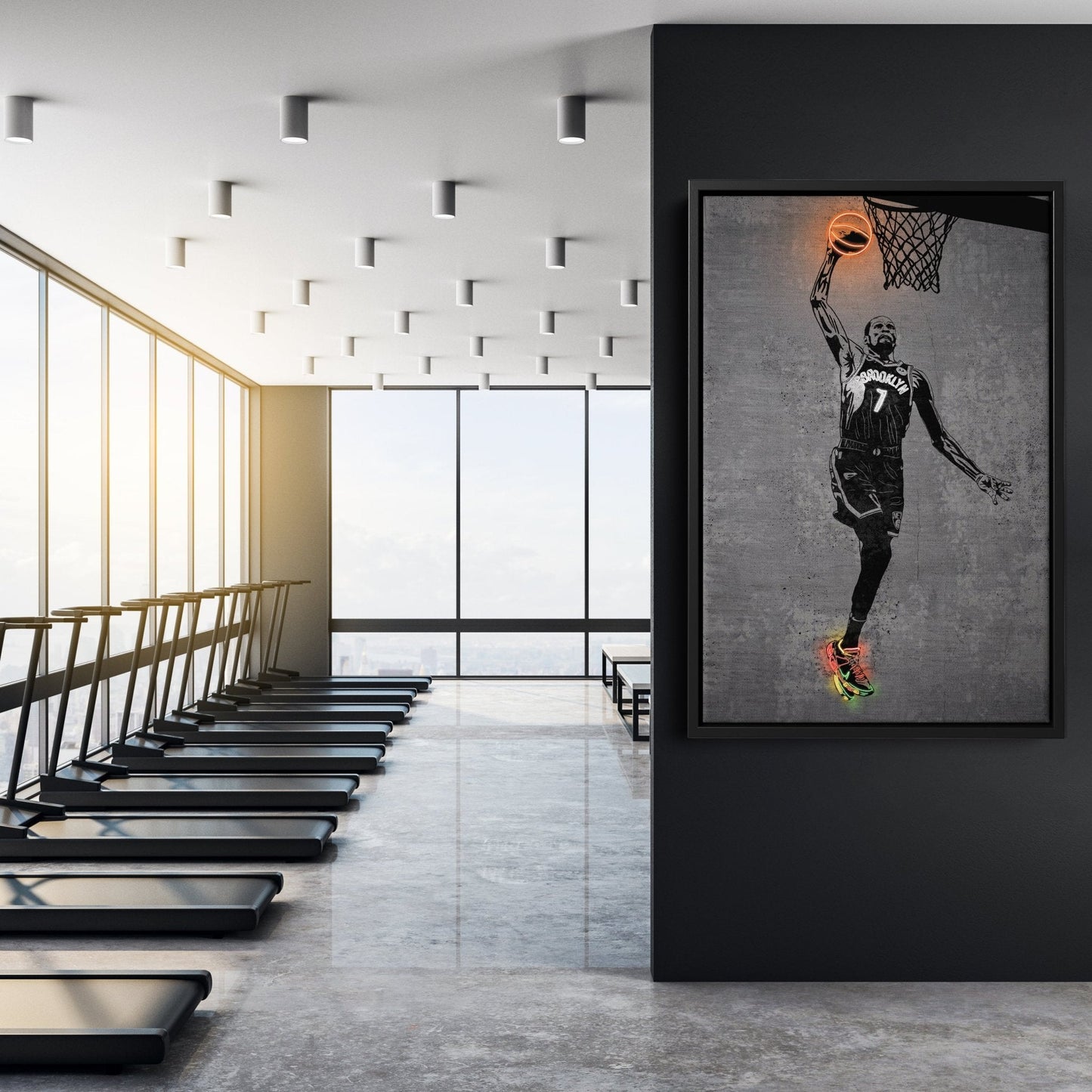 Kevin Durant Neon Canvas Art | Modern Wall Decor for Nets Fans