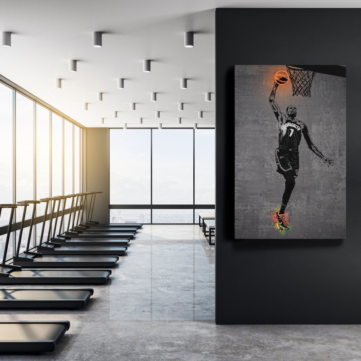 Kevin Durant Neon Canvas Art | Modern Wall Decor for Nets Fans