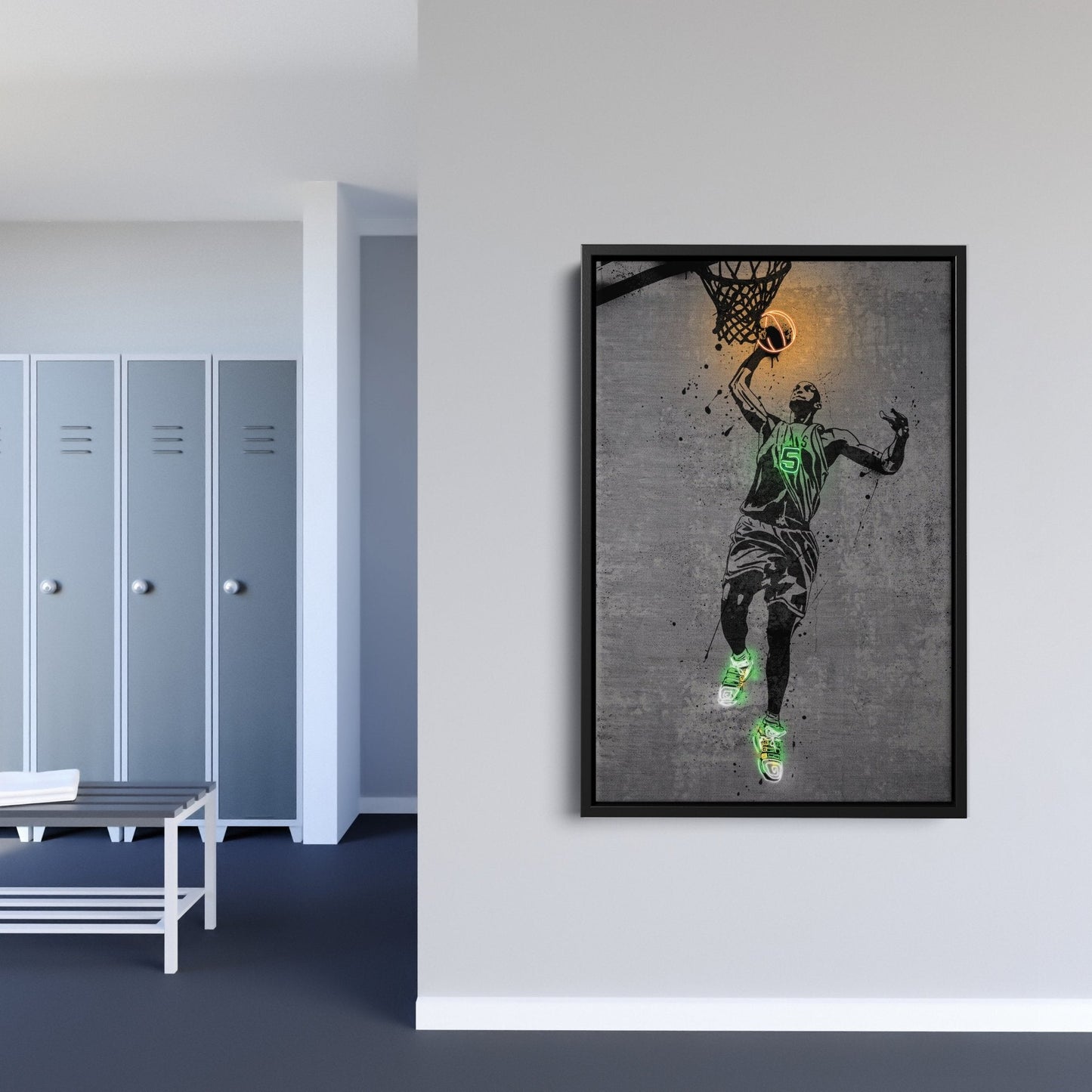 Kevin Garnett Neon Canvas Art | Modern Wall Decor for Celtics Fans