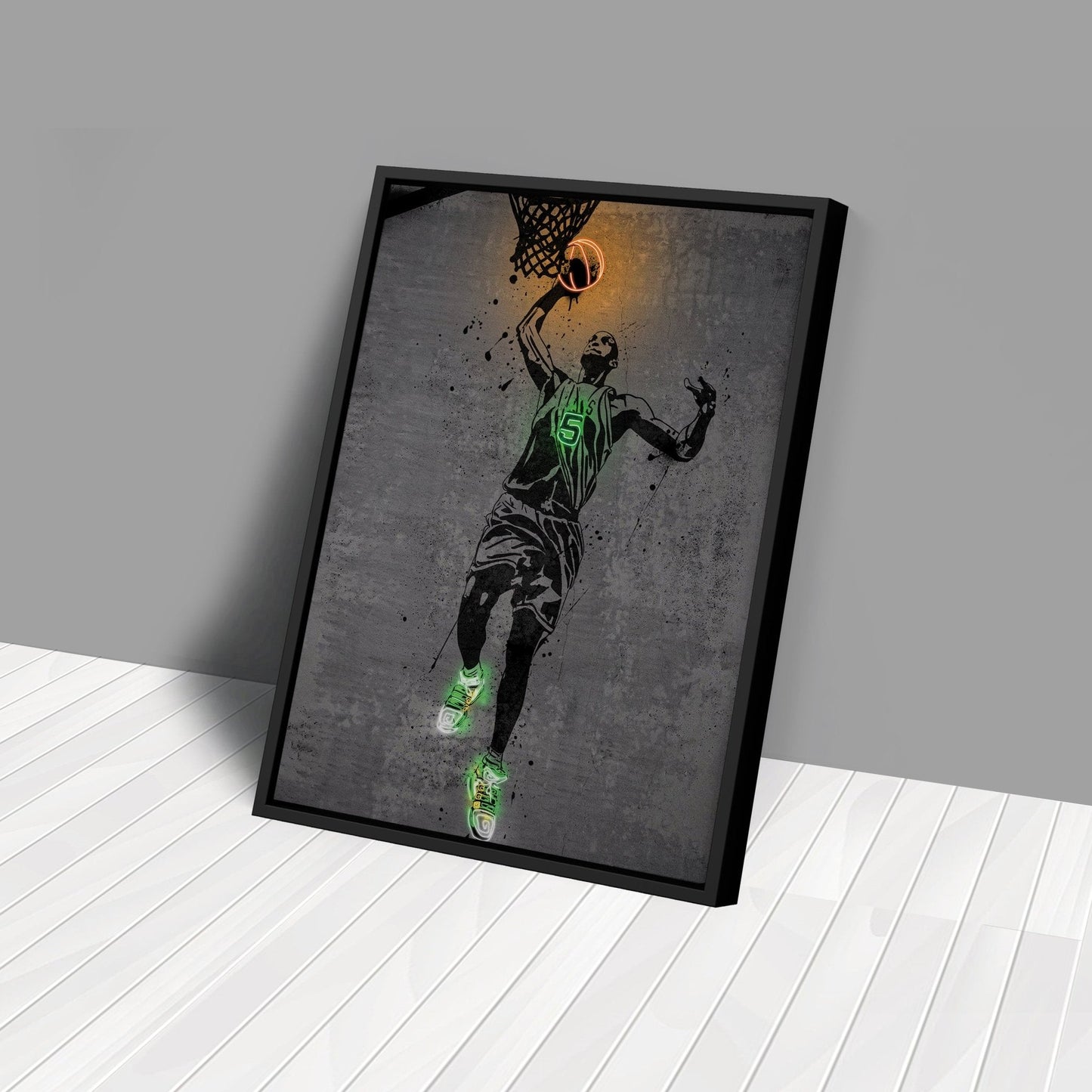 Kevin Garnett Neon Canvas Art | Modern Wall Decor for Celtics Fans