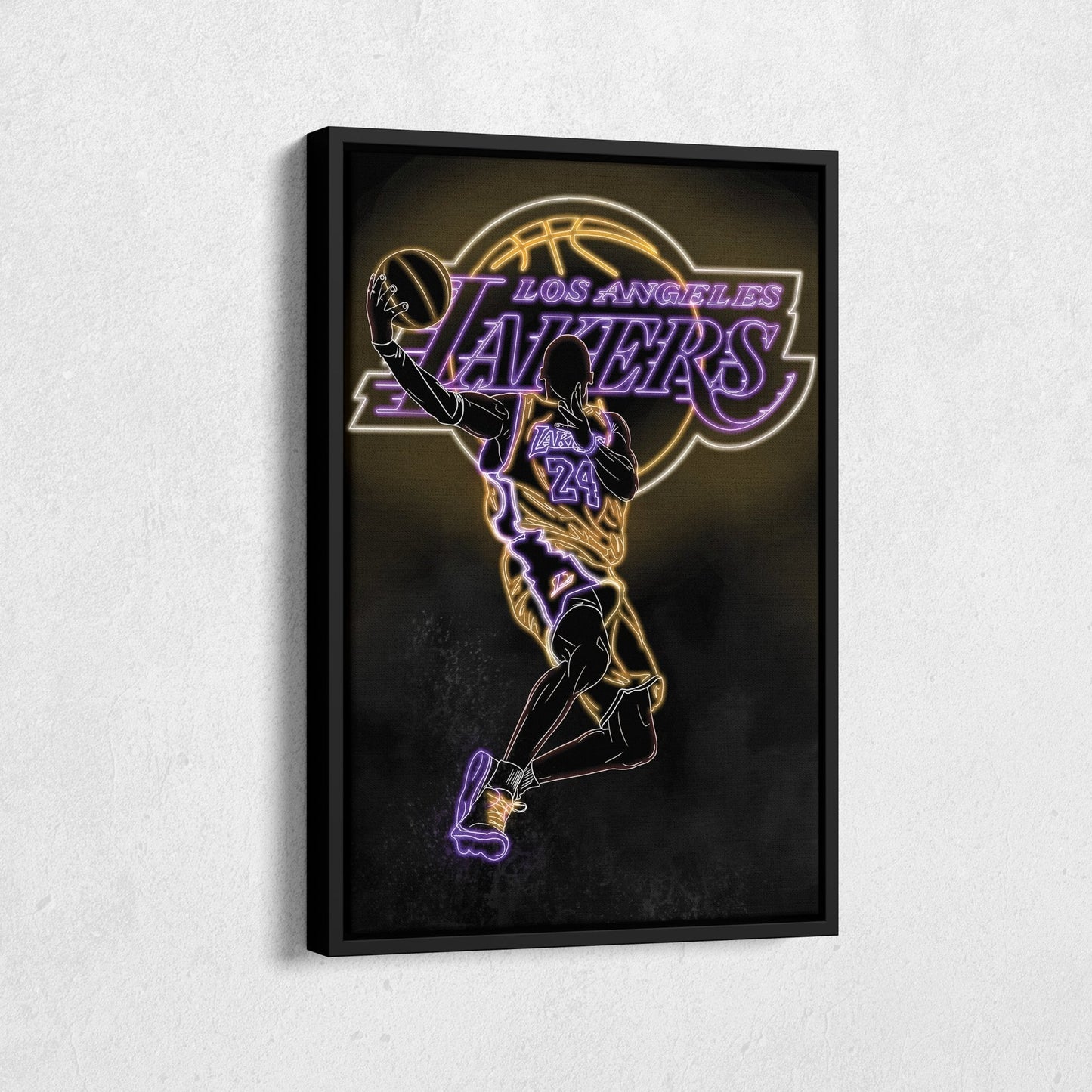 Kobe Bryant Neon Canvas Art | Lakers Wall Decor