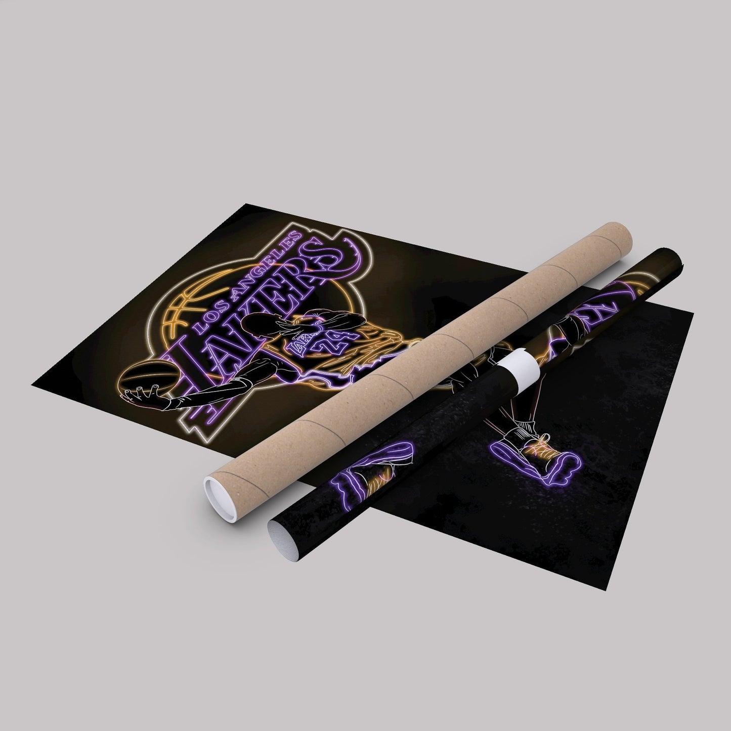 Kobe Bryant Neon Canvas Art | Lakers Wall Decor