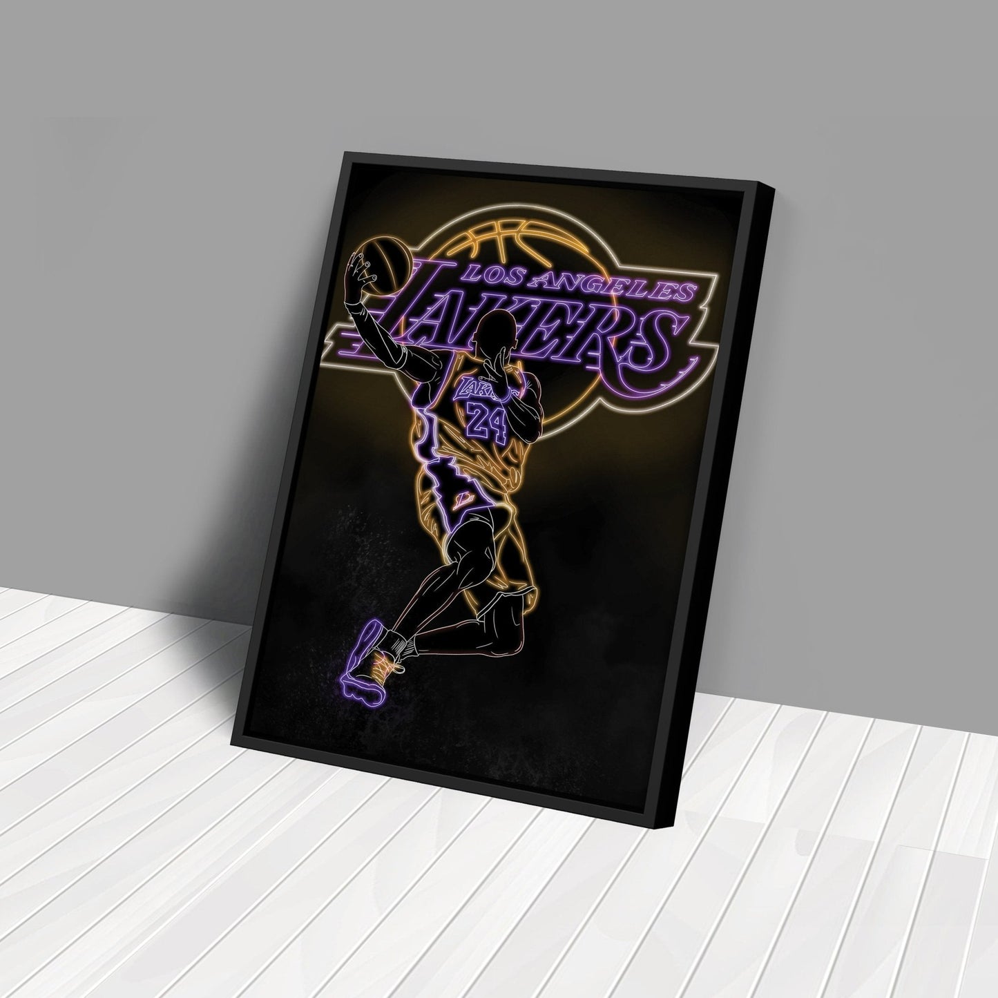 Kobe Bryant Neon Canvas Art | Lakers Wall Decor