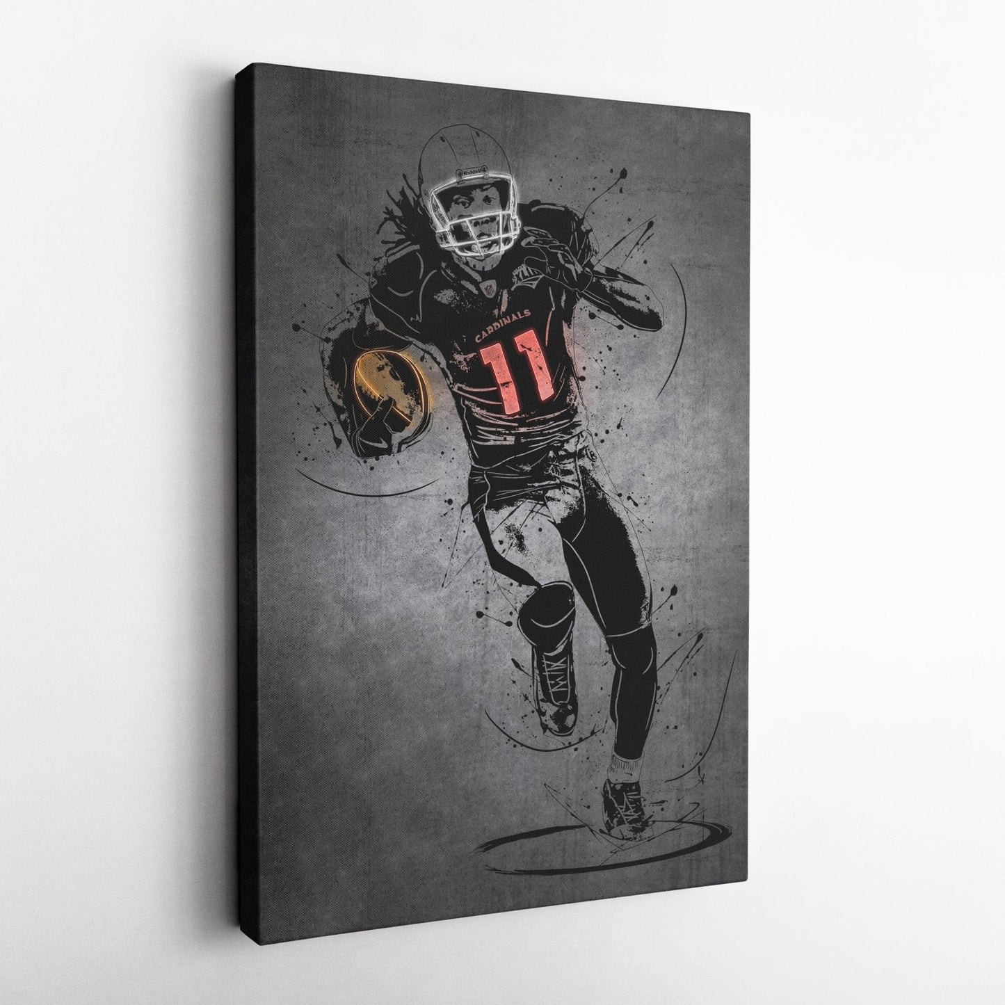 Larry Fitzgerald Jr Neon Canvas Art | Modern Wall Decor for Cardinals Fans