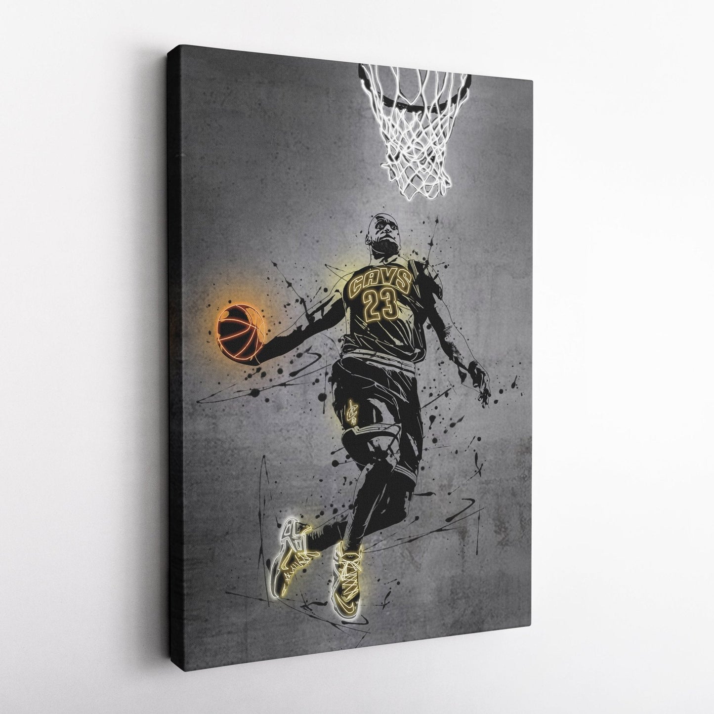 Lebron James Neon Canvas Art | Modern Wall Decor for Cavaliers Fans